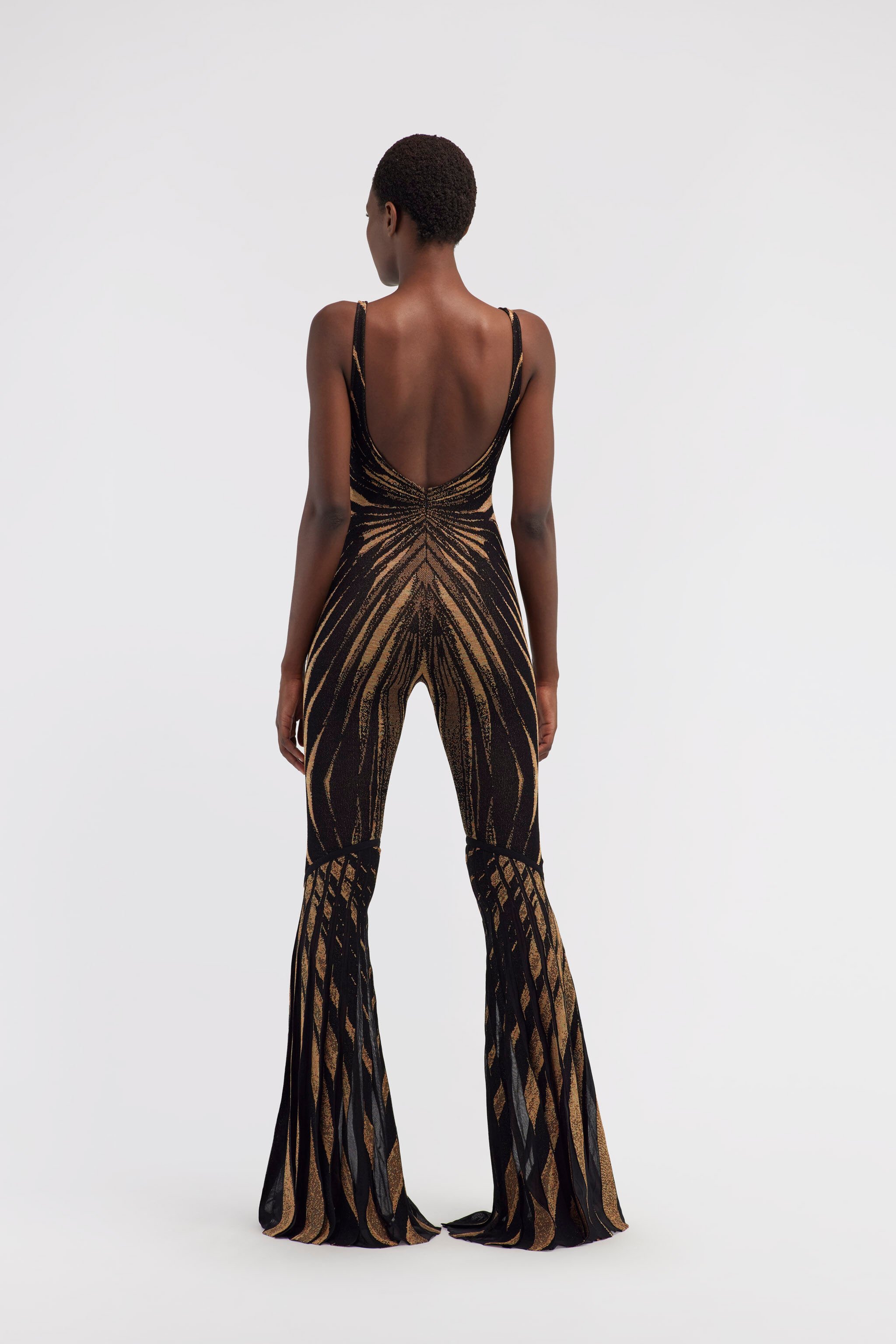RC Knit jumpsuit with Ray of Gold print Gold RWM160-MI150