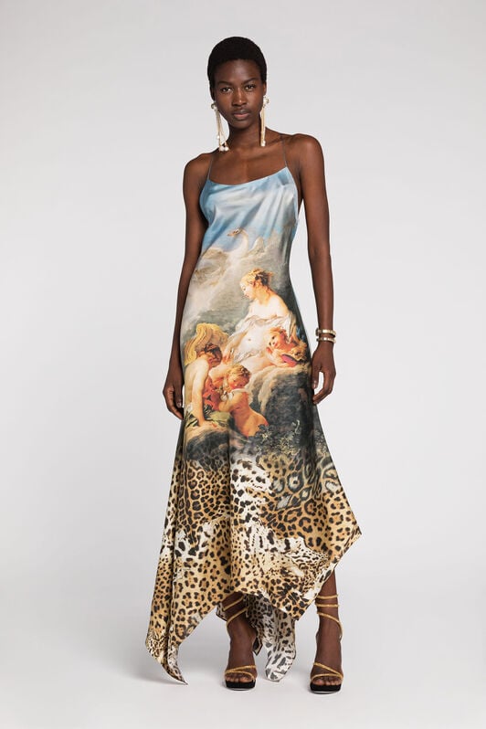 RC Graphic-print silk dress Light blue RYT133-4QG38