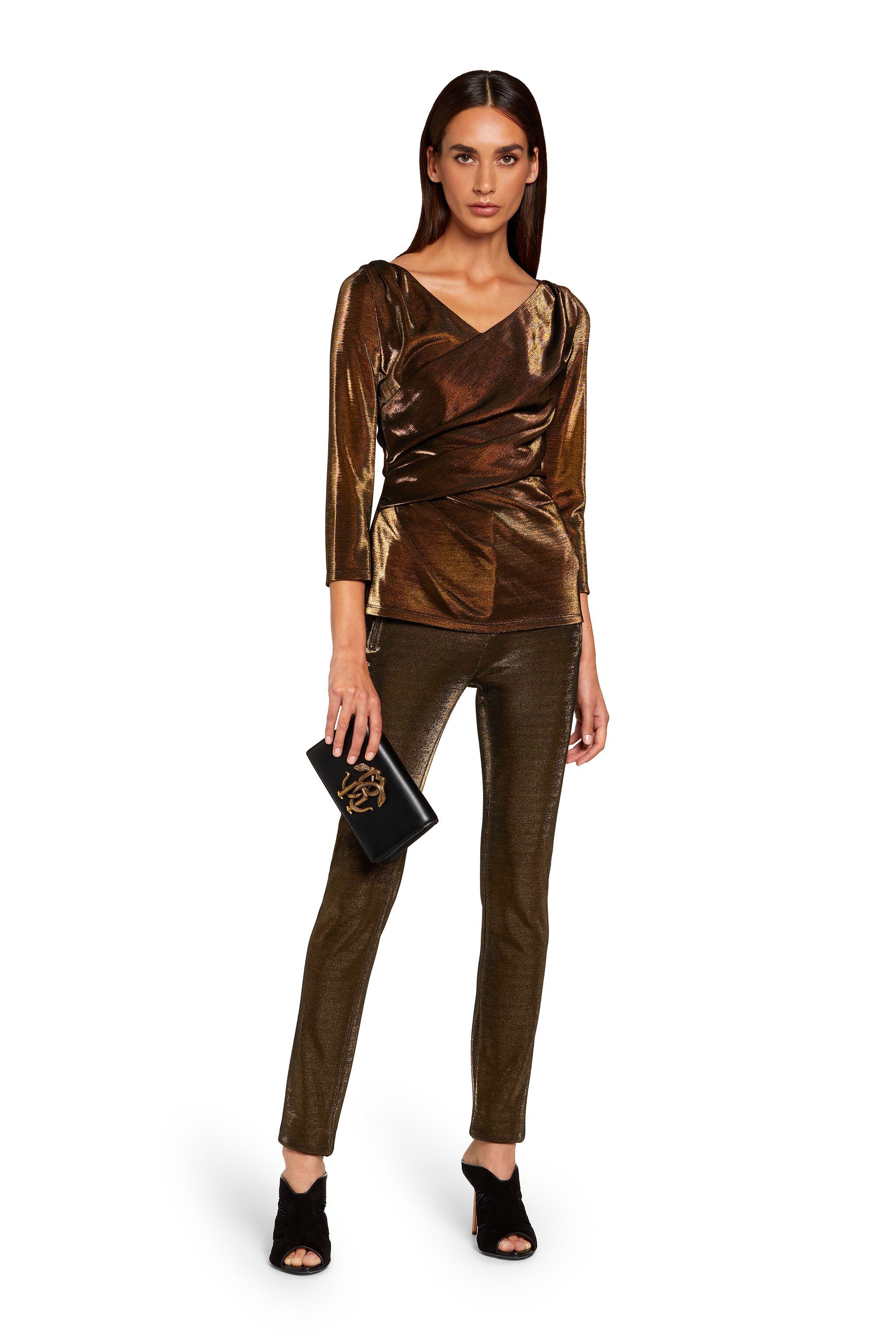 RC Lurex skinny trousers GOLD/BLACK KQT224-JE055