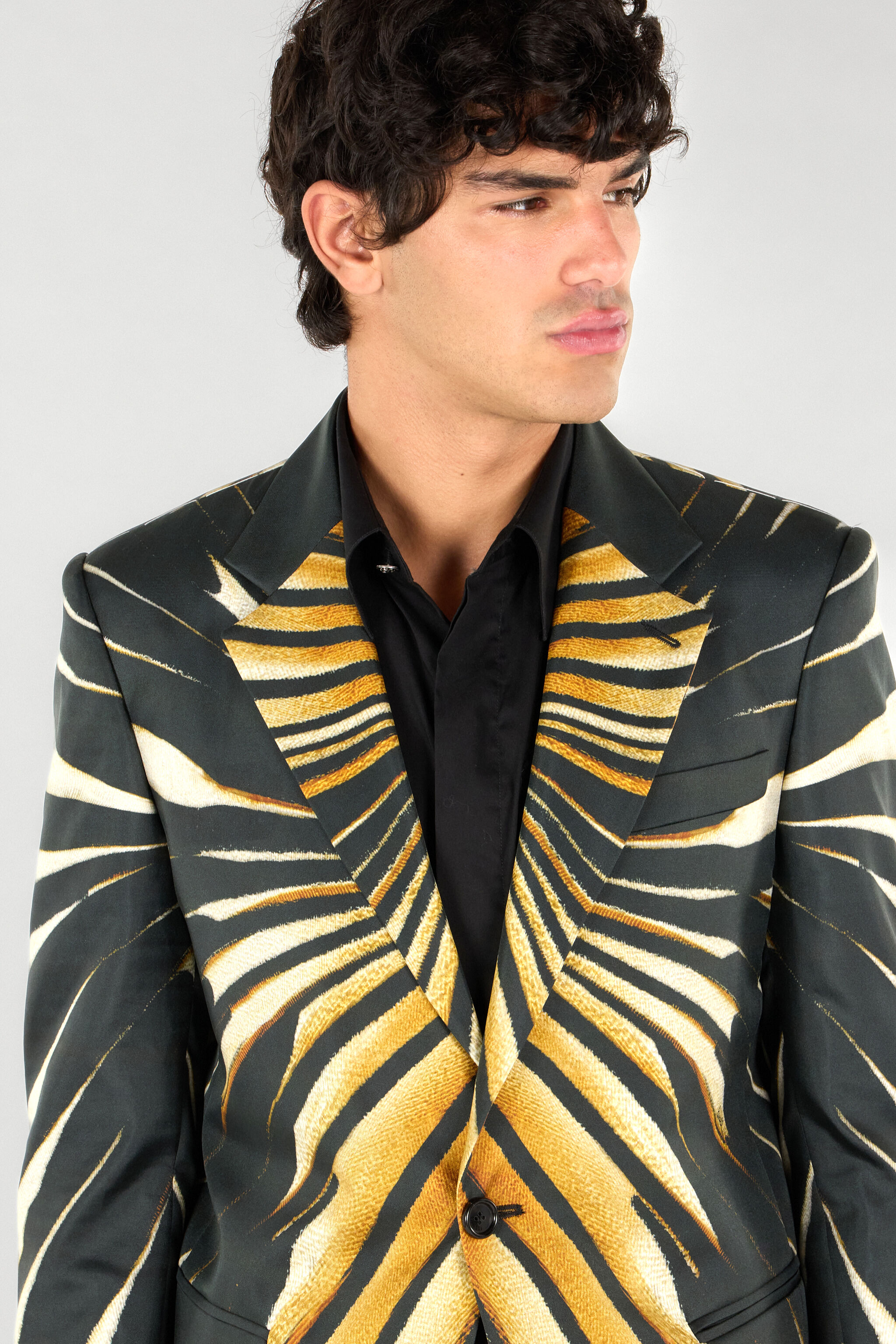 RC Single-breasted blazer with Ray of Gold print Gold RMT435-SKI31