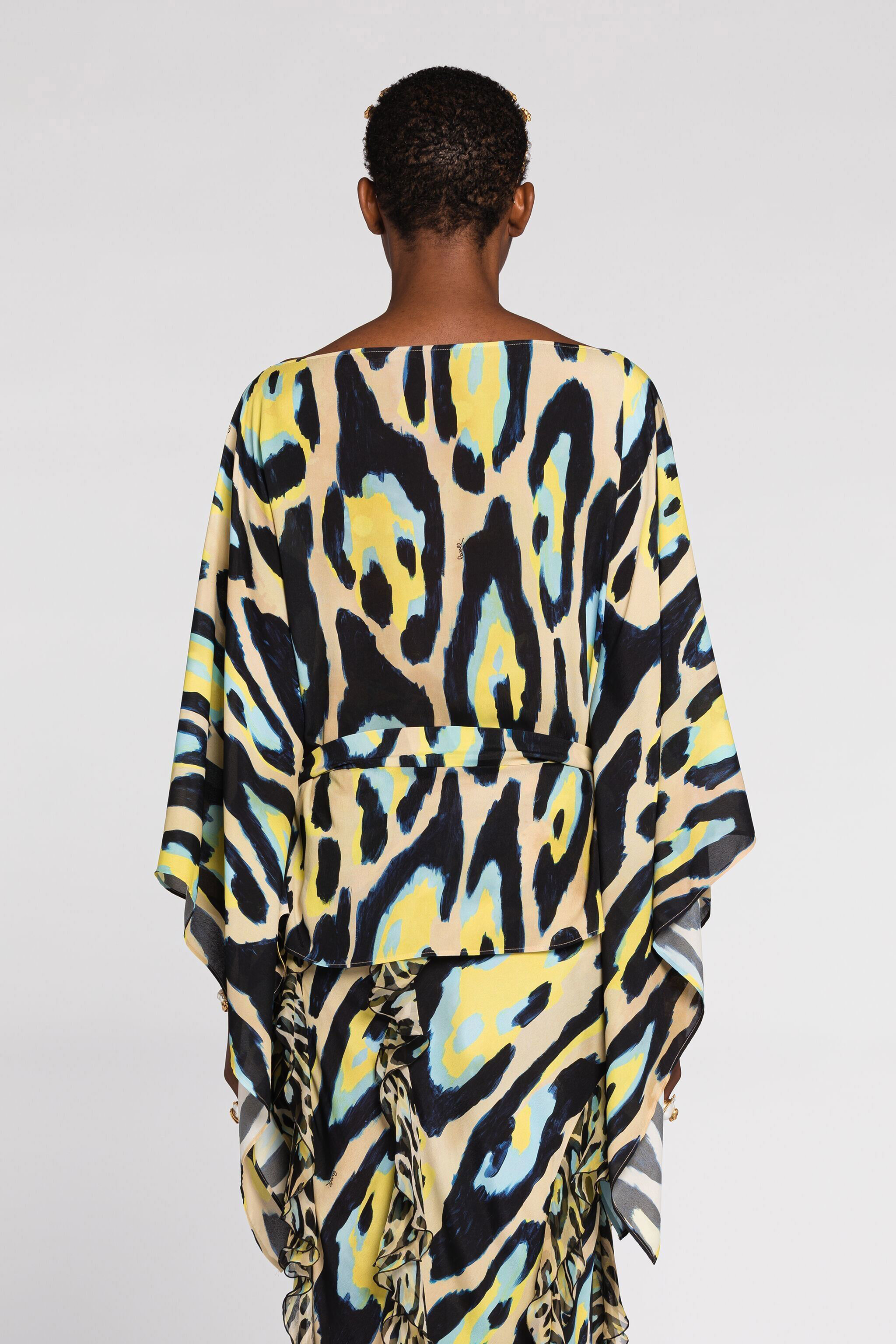RC Animal-print draped blouse Yellow QKT725-FVF54