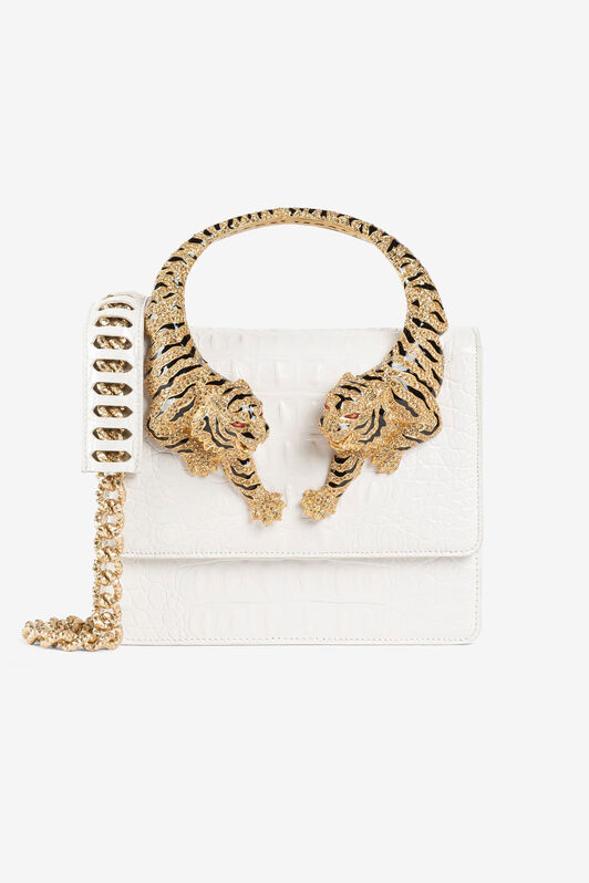 RC Crystal-Embellished Tiger Shoulder Bag RC Crystal-Embellished Tiger Shoulder Bag White OWB001-PZ055