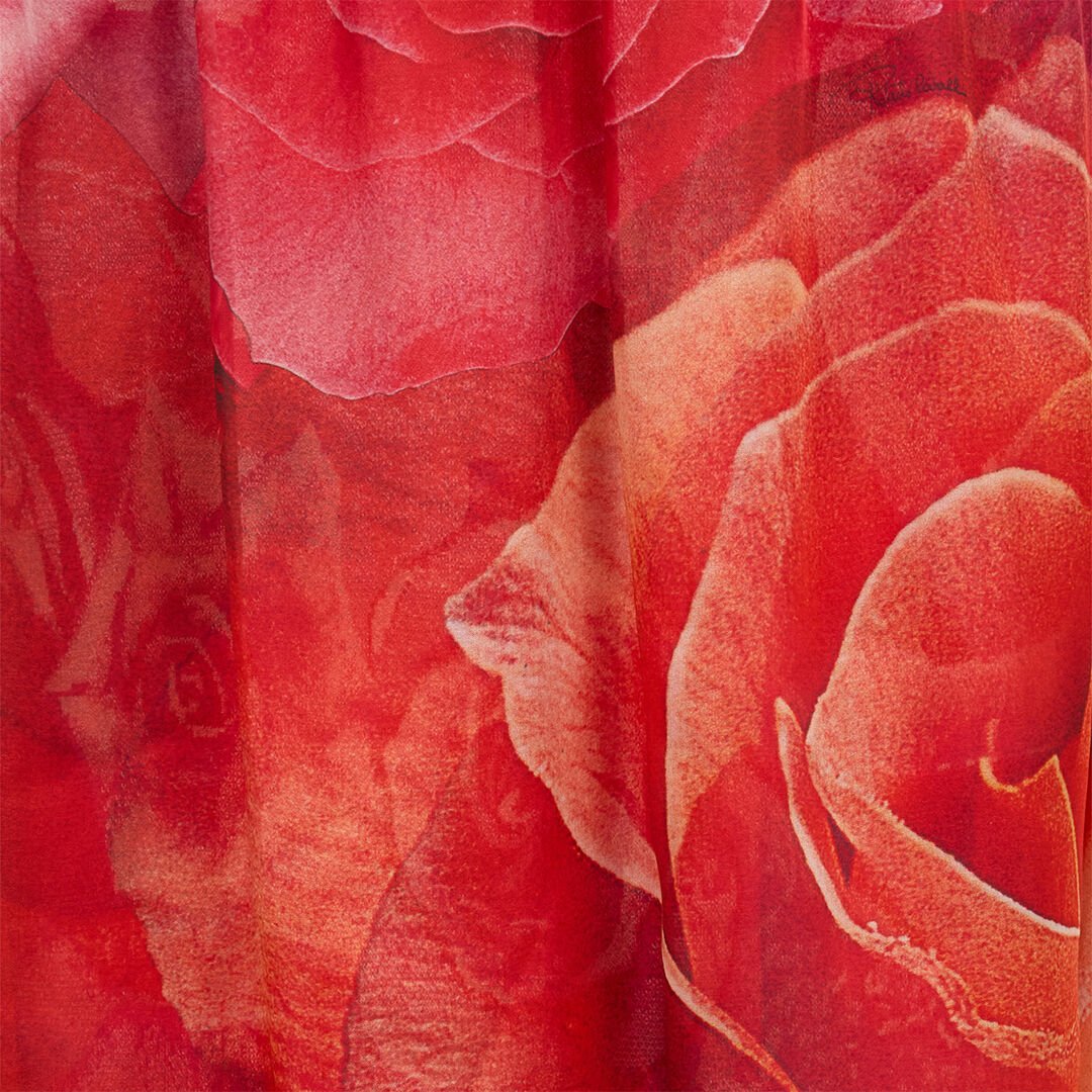 RC Silk Caftan With Garden Rose Print Red UKW012-HNN48