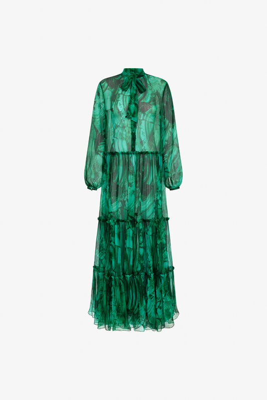 RC Maxikleid mit Malachite-Print Grün TKT146-CKN06