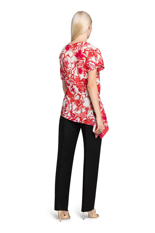 RC Rose-Print Silk Top Red IQT602-SQP69