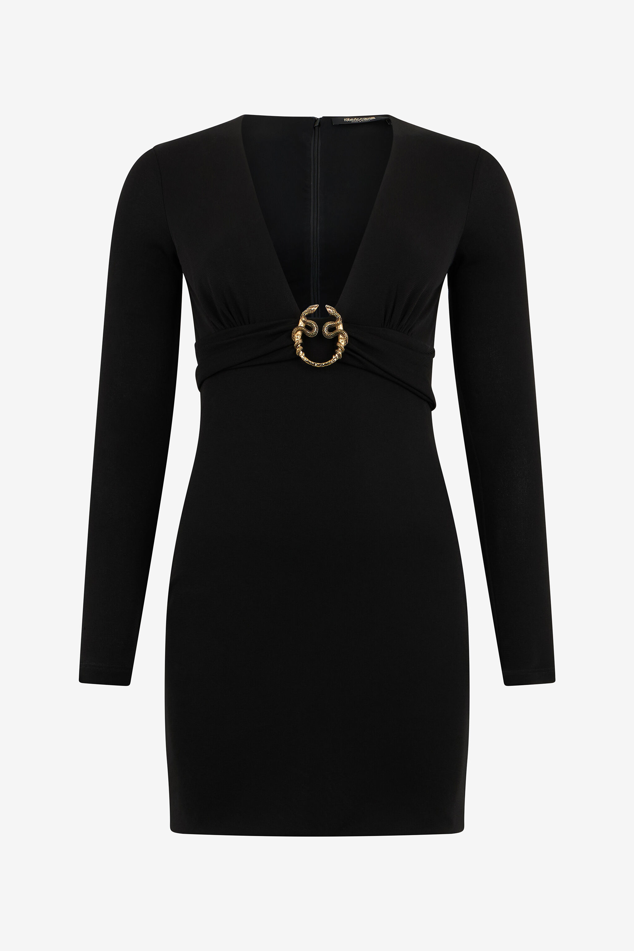 Black Dress Mini With Plunging Neckline in BLACK for Women