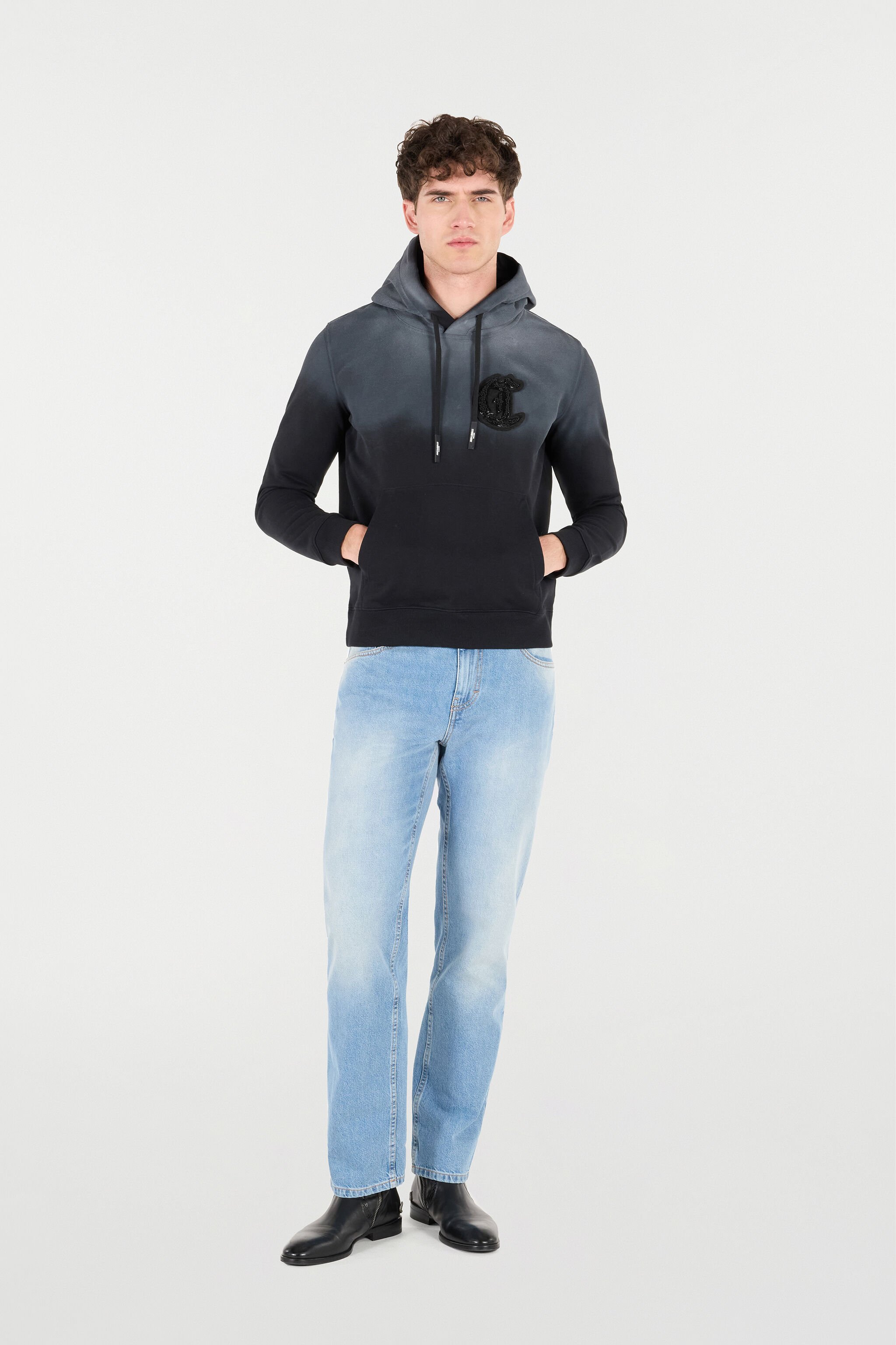 JC Hooded Sweatshirt With JC Monogram Black TFS012-TF178