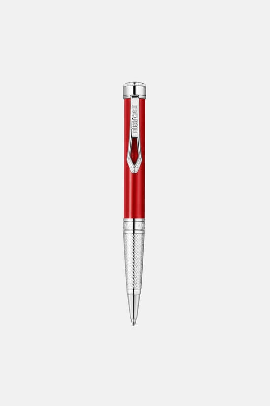 RC Roberto Cavalli Lacquer Ballpoint Pen, Silver Color & Red Lacquer SILVER RED VALG09-IG272