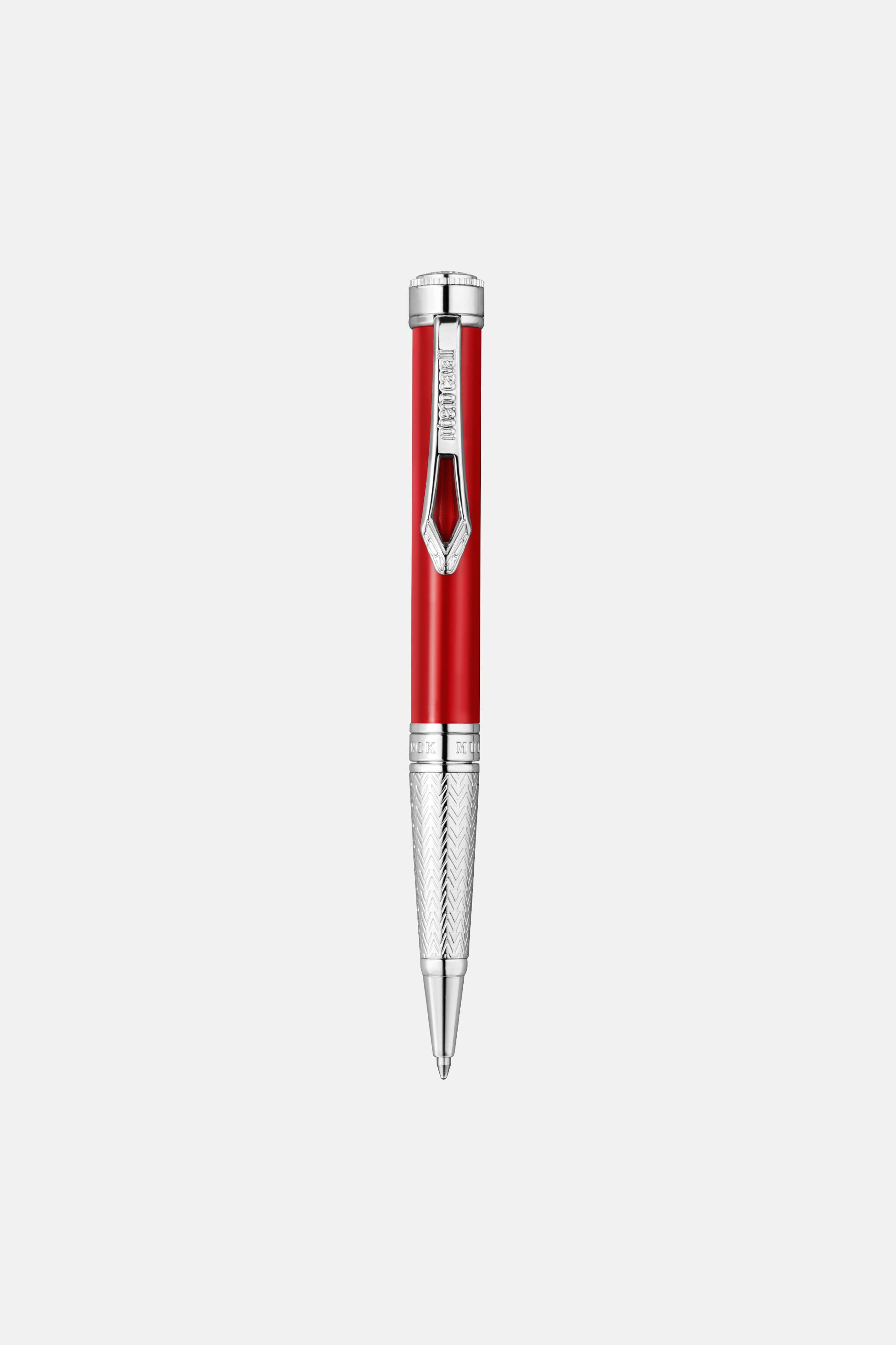 RC Roberto Cavalli Lacquer Ballpoint Pen, Silver Color & Red Lacquer SILVER RED VALG09-IG272