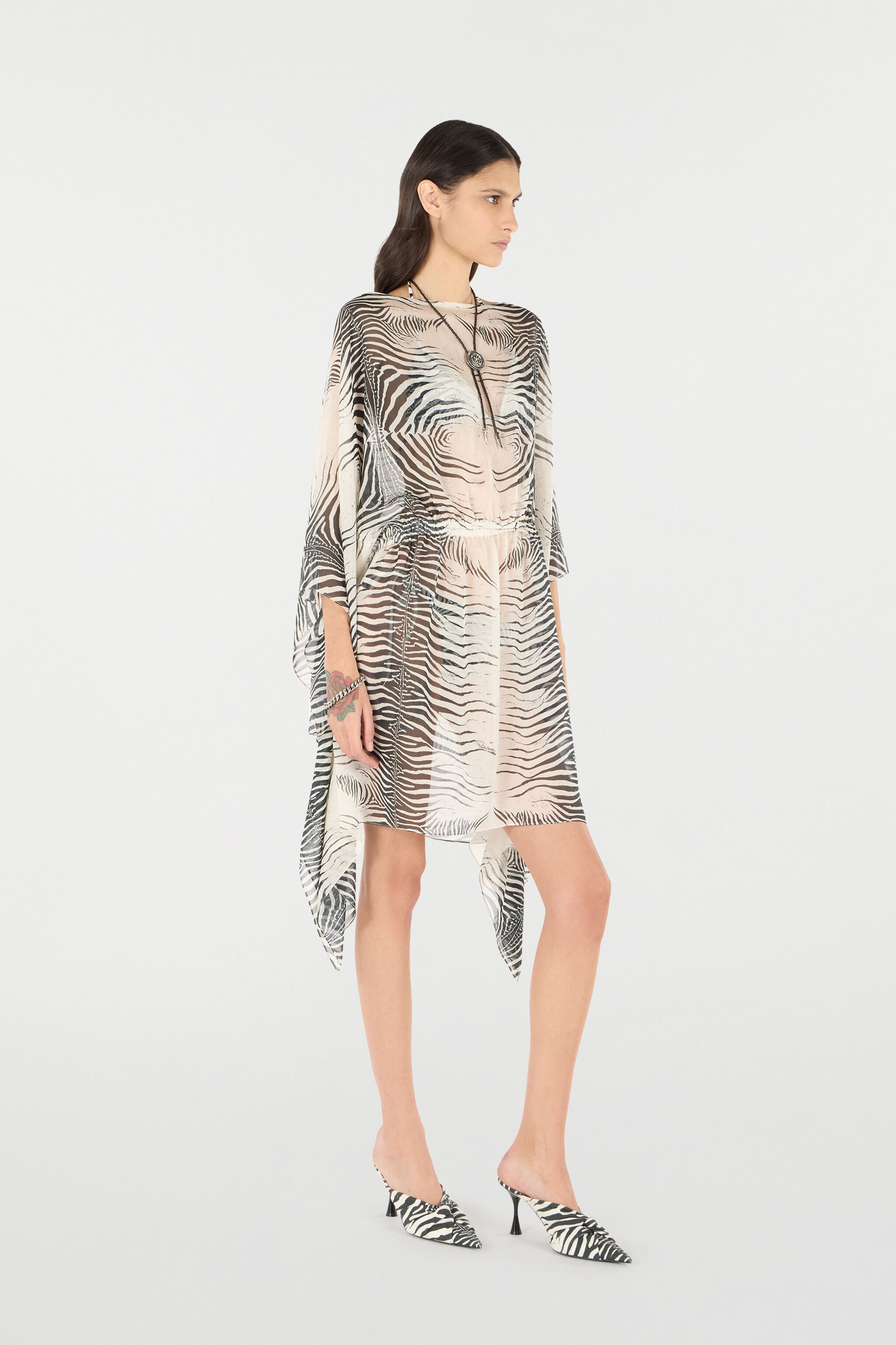 RC Zebra-Print Caftan Black/White UKW012-HNN49