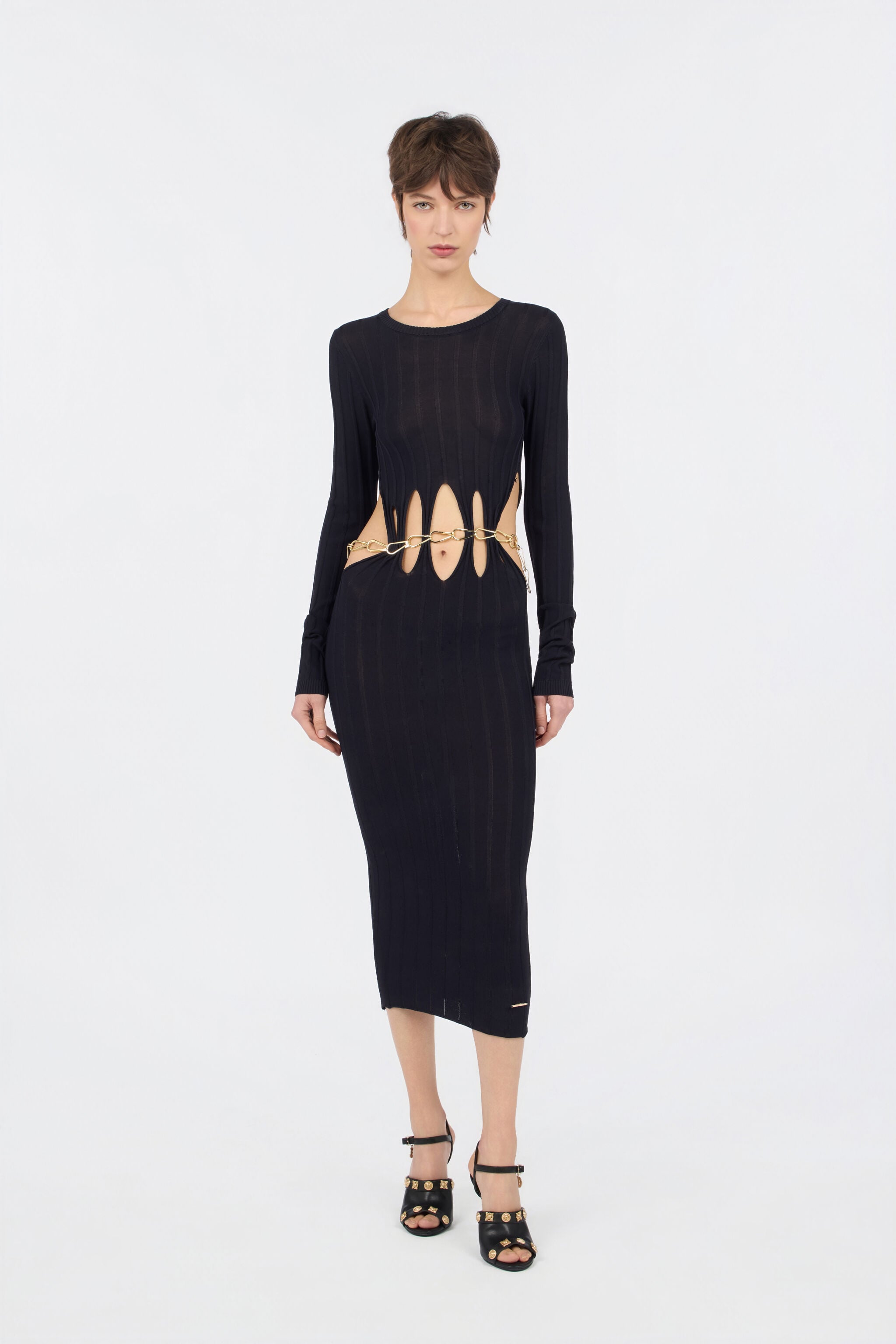 JC Vestido Midi Negro Con Detalle Cut-Out JC Vestido Midi Negro Con Detalle Cut-Out BLACK WFT291-WF689