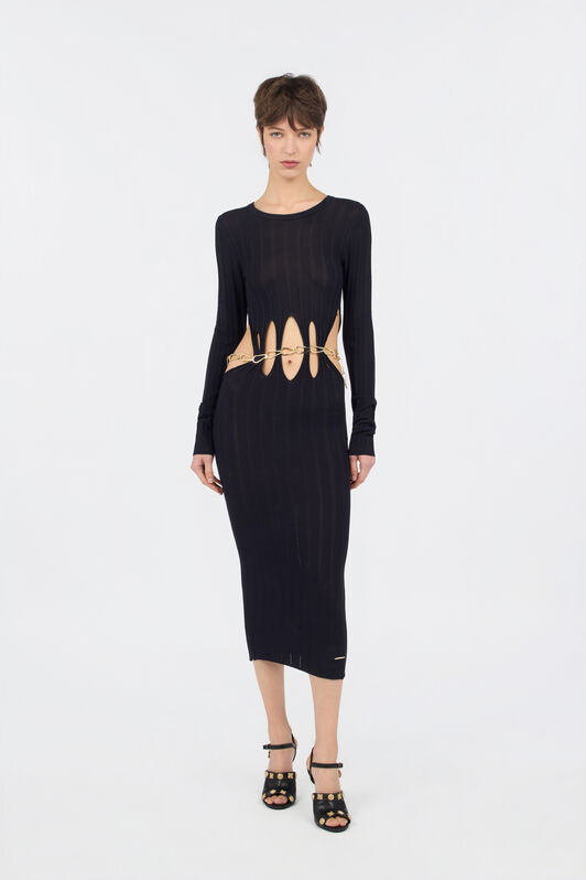 JC Vestido Midi Negro Con Detalle Cut-Out JC Vestido Midi Negro Con Detalle Cut-Out BLACK WFT291-WF689