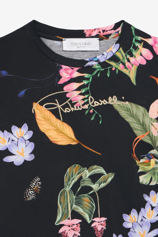 JU Abito Nero Con Stampa Tropicale JU Abito Nero Con Stampa Tropicale BLACK VJT10H-JFP32