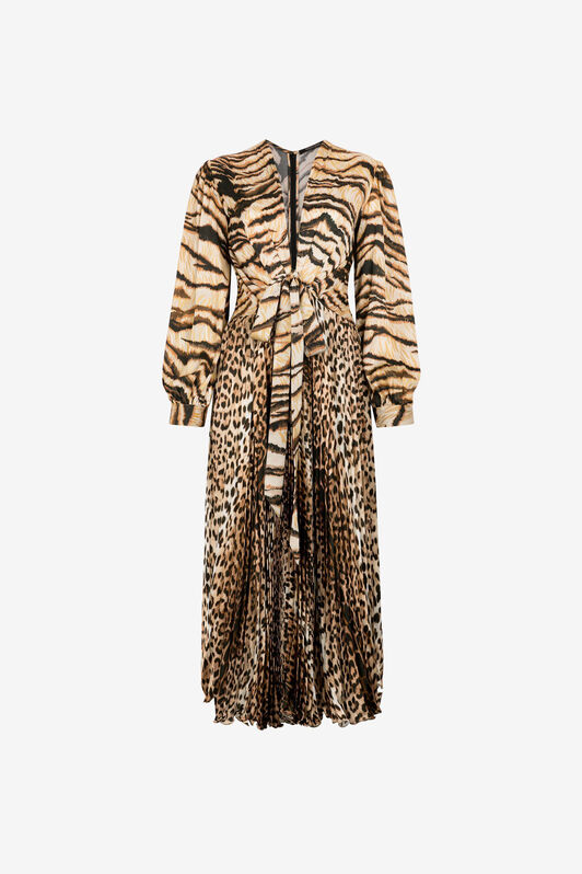 RC Animal-print knot-font midi dress Light Brown RKT130-SZH36