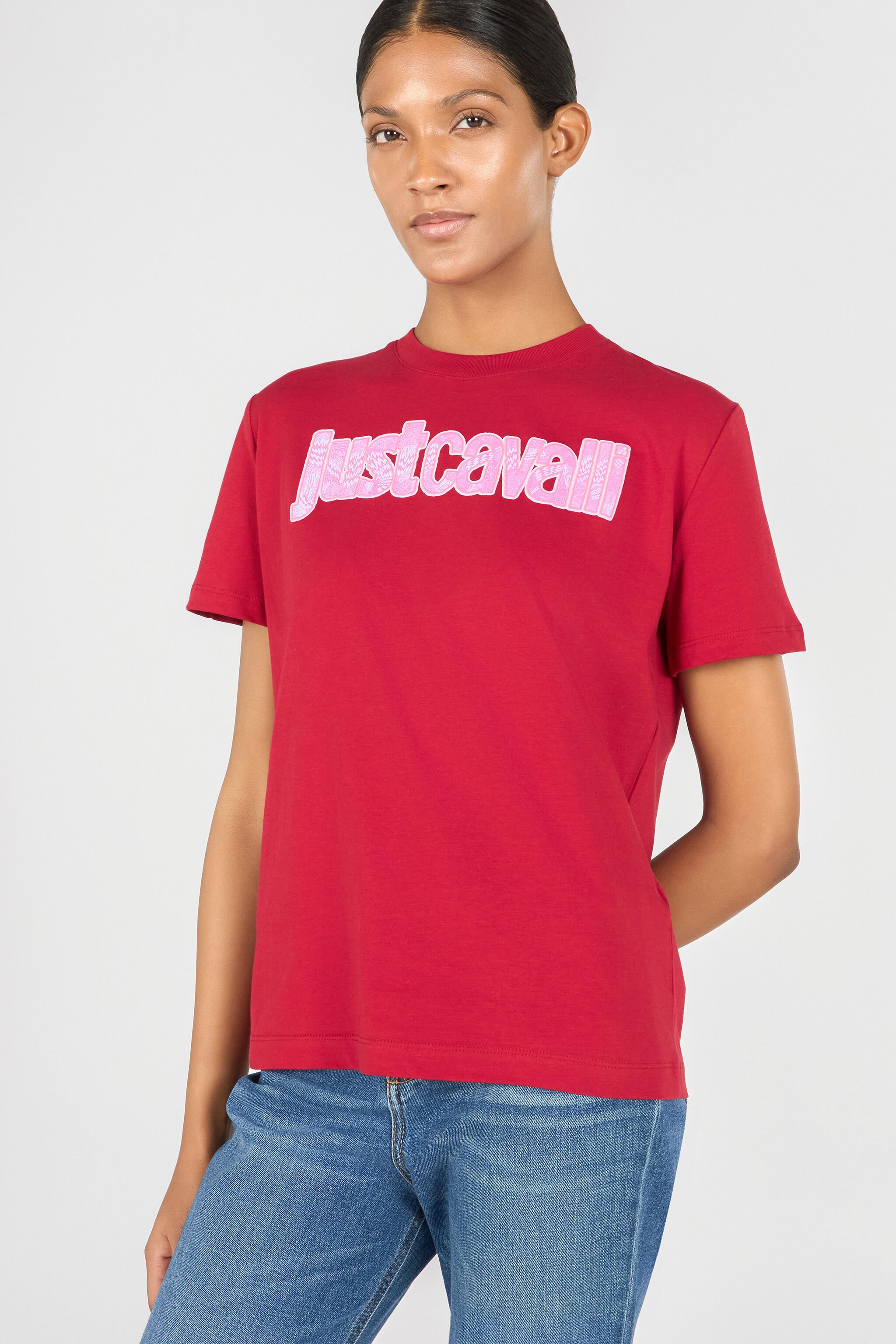 JC Woman Cotton T-Shirt Rouge RKT864-RK370