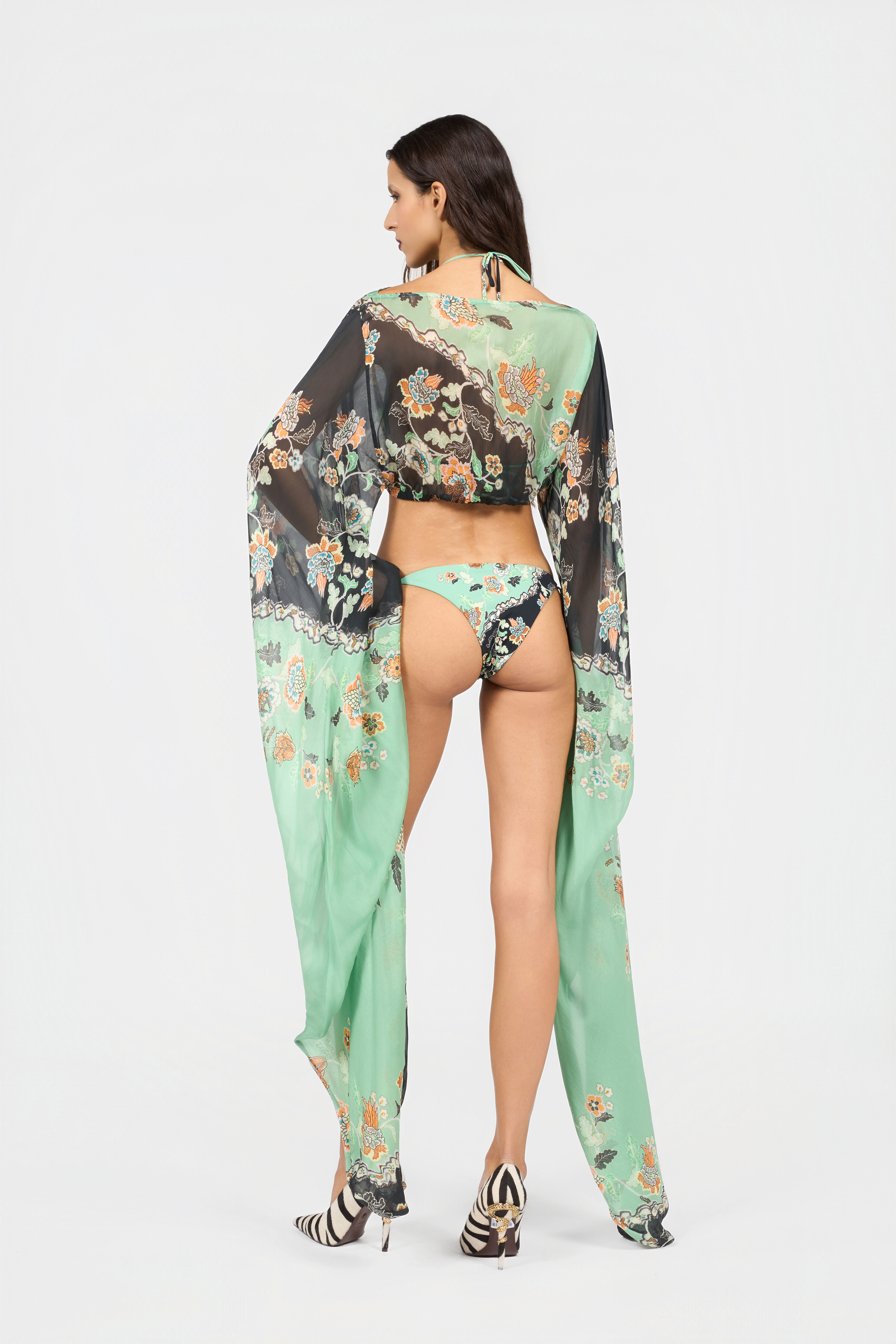 RC Strand-Top mit Kimono-Print GREEN/BLACK XQW040-HNT25