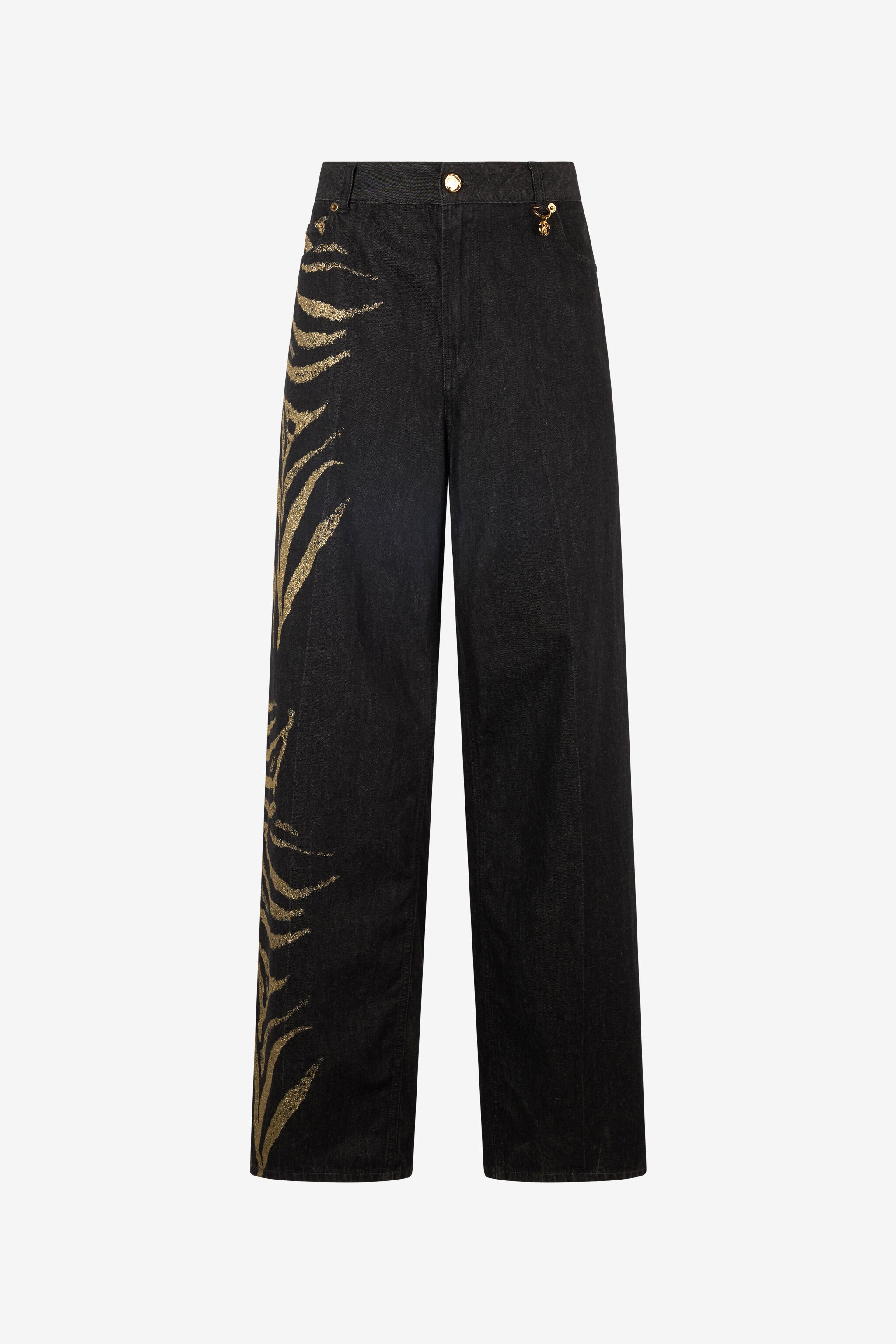 RC Jeans With Zebra Print On Side Black/Gold UKJ207-KON84