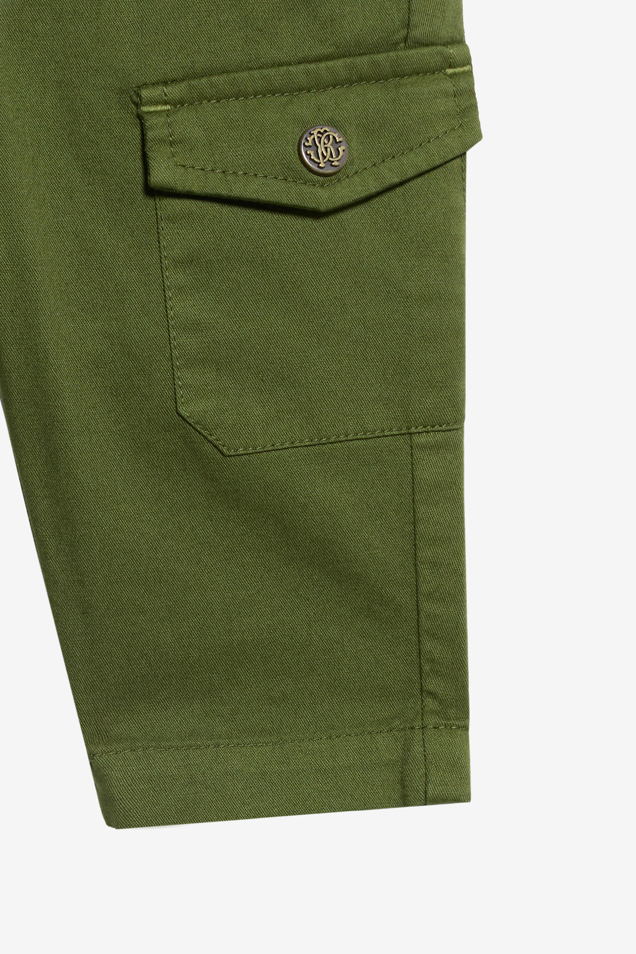 JU Green Cargo Trousers JU Green Cargo Trousers MILITARY GREEN WASH WJT208-CE035