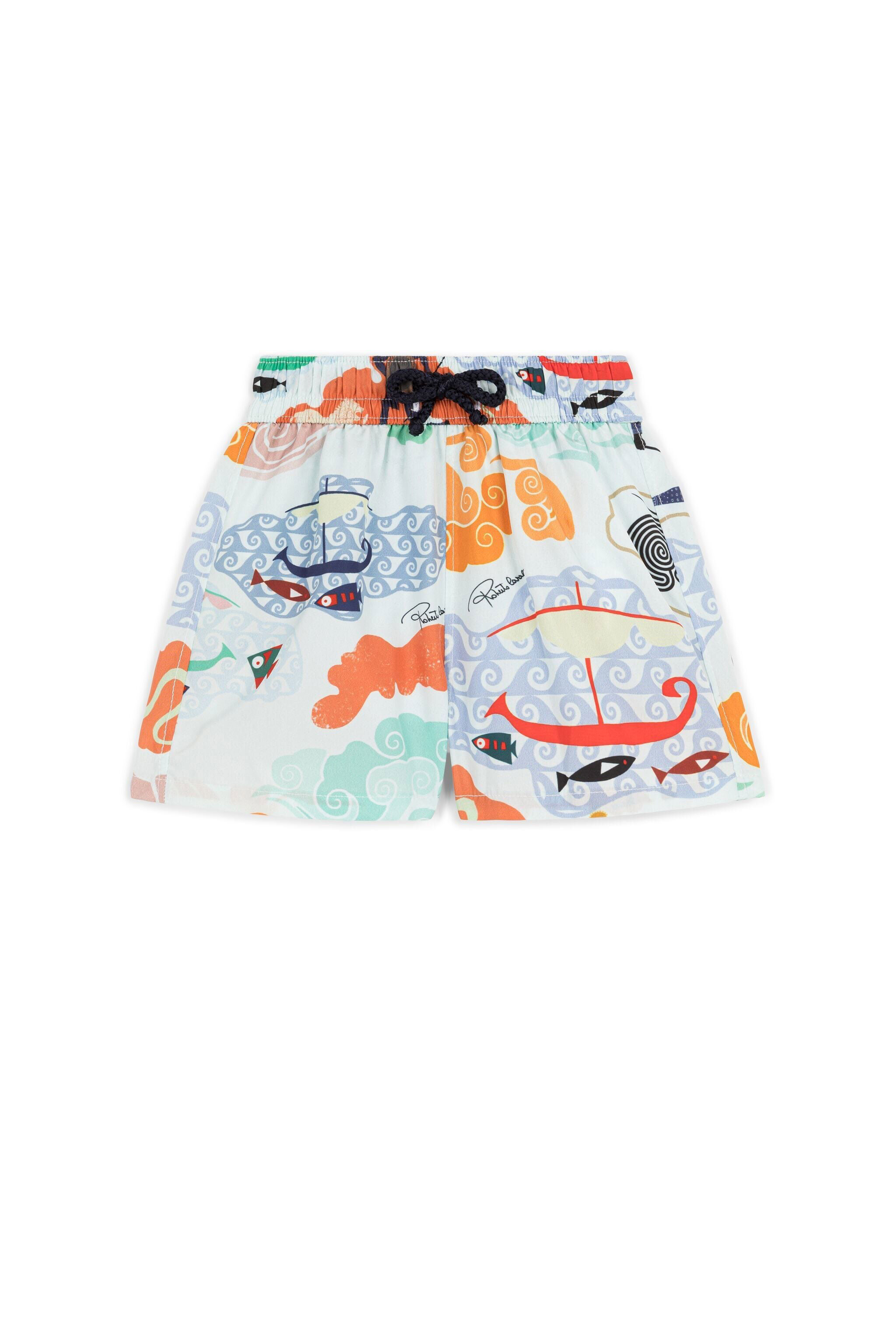 JU Nautical-Print Swim Shorts Orange IJW075-TCQ61
