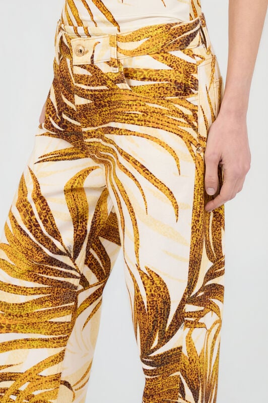 JC White Golden Palm Print Jeans DAFFODIL WFJ041-WF525