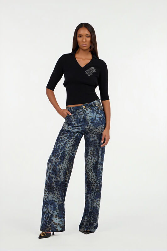 RC Black Sweater with Collar and Monogram Mirror Snake RC Black Sweater with Collar and Monogram Mirror Snake NERO VKM614-MQ013