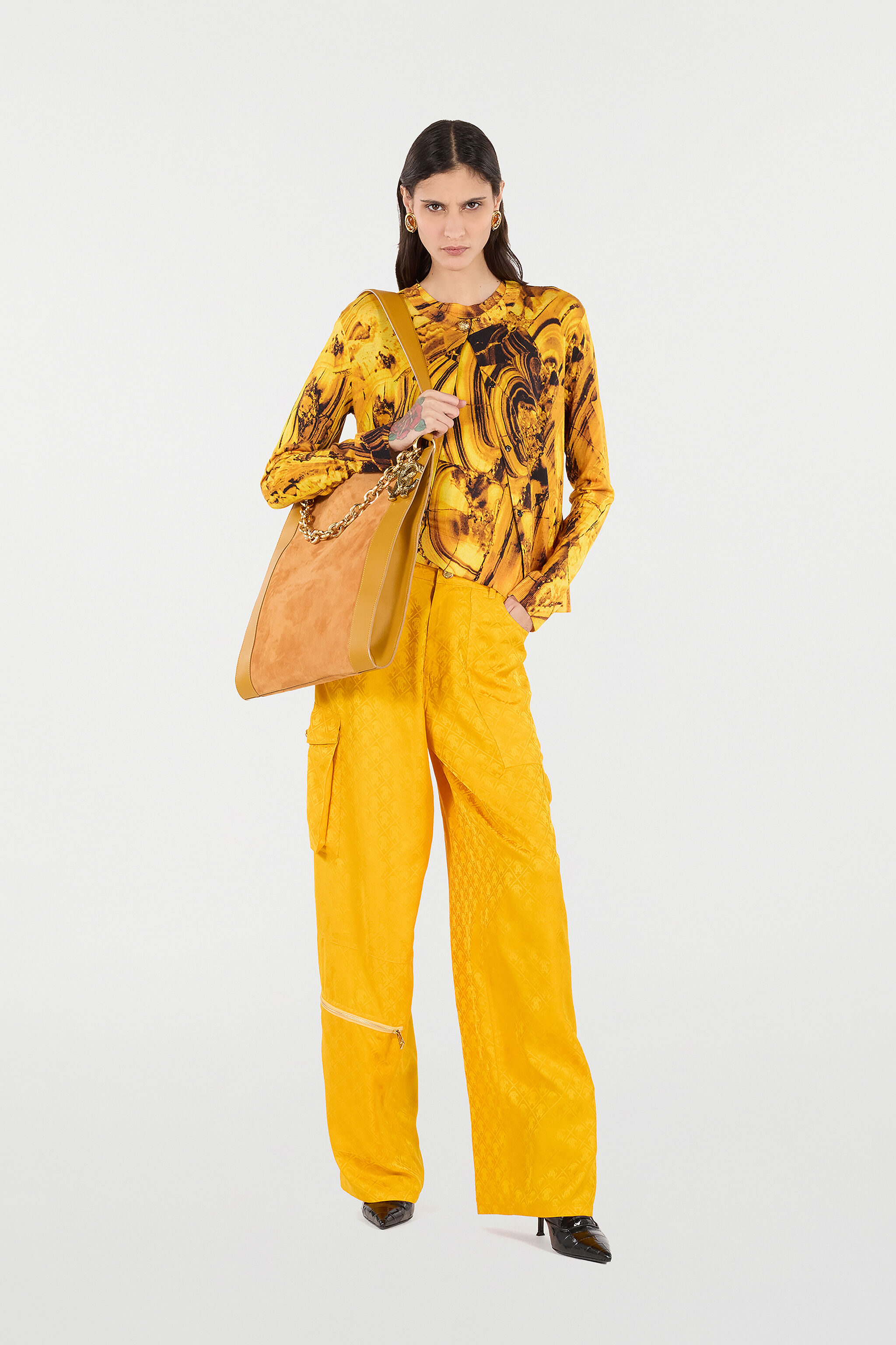 RC Cardigan with Amber Print Jaune VKM906-MQ034