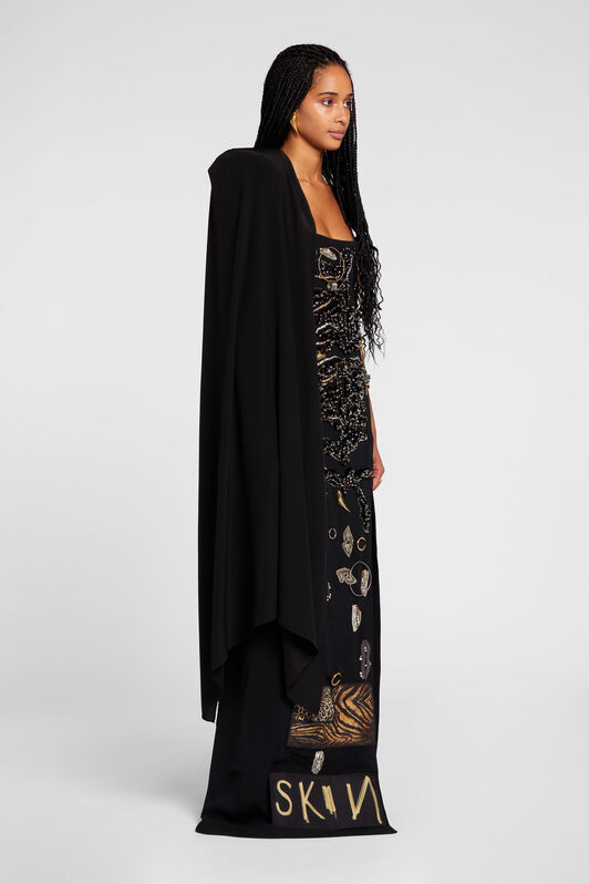 RC Robe longue ornée de cristaux Noir NQR143-HR005