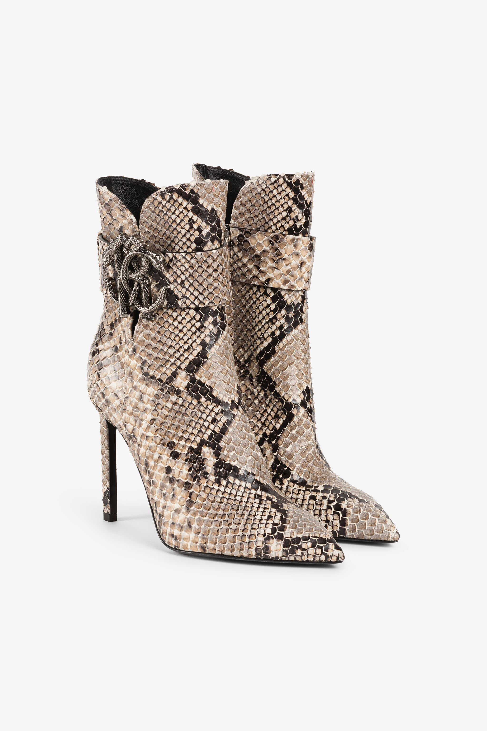 RC Python-Embossed Mirror Snake Boots Light Brown RKS015-PZ1ON