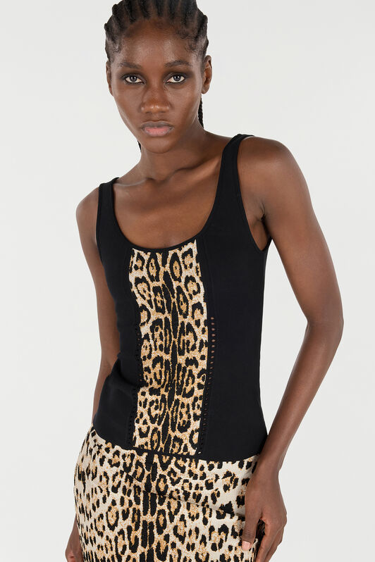 RC Stretch Top with Jaguar Skin Insert RC Stretch Top with Jaguar Skin Insert Marron VKM612-MI009