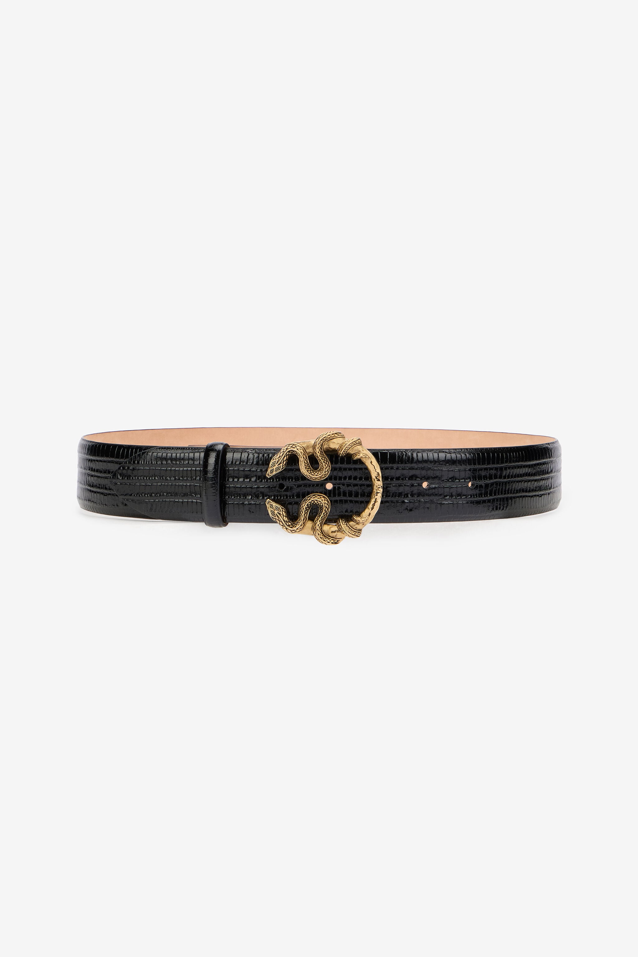 roberto cavalli ベルト Leather Belt with Logo Buckle in Black for Women | Roberto Cavalli®