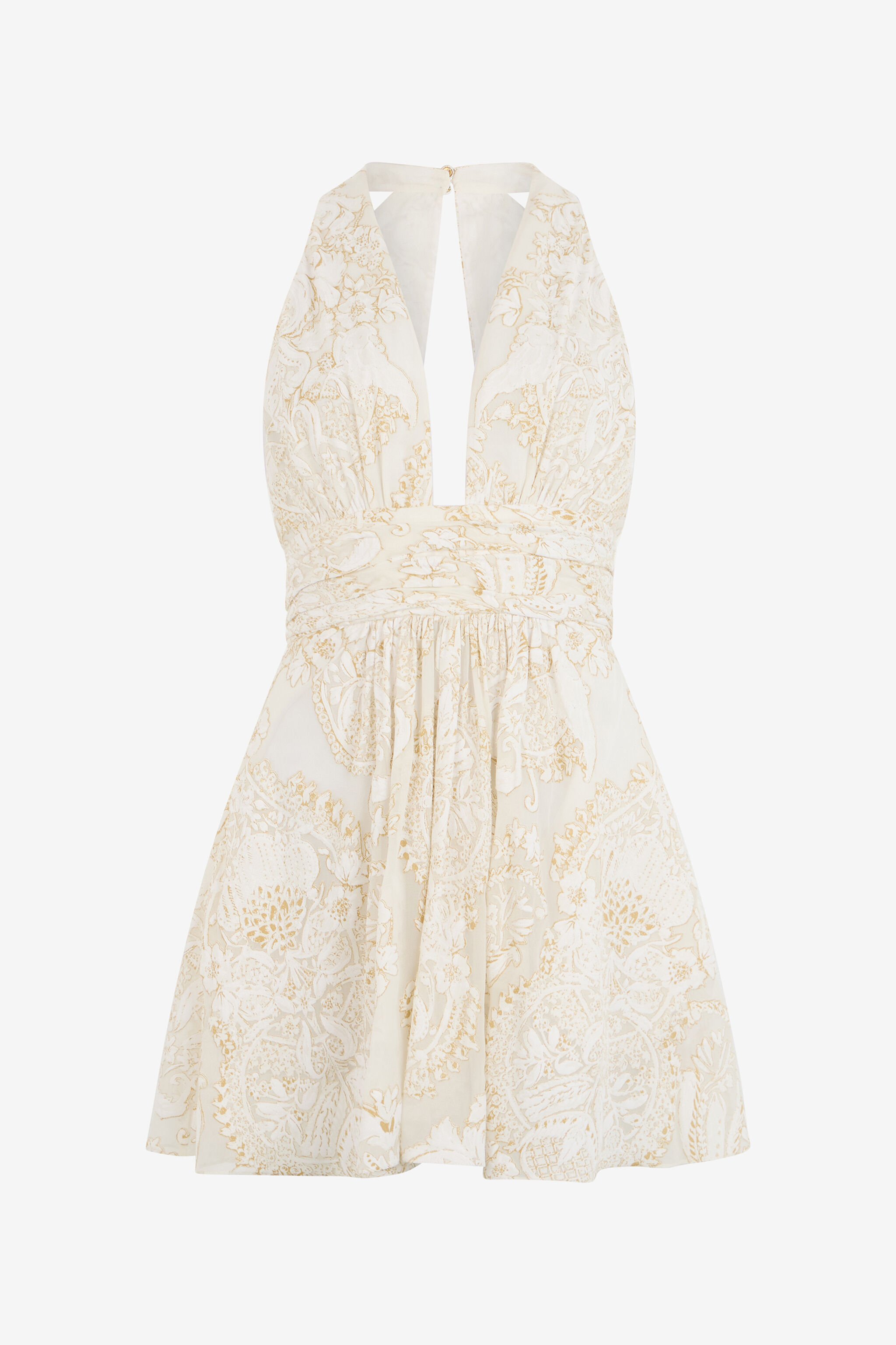 RC Mini-Kleid mit ornamentalem Muster in Weiß WHITE WQT107-SLR36