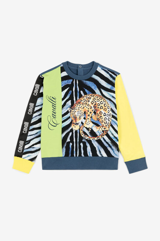 JU Zebra-Print Logo-Stripe Top Blue OJT952-ISA2J
