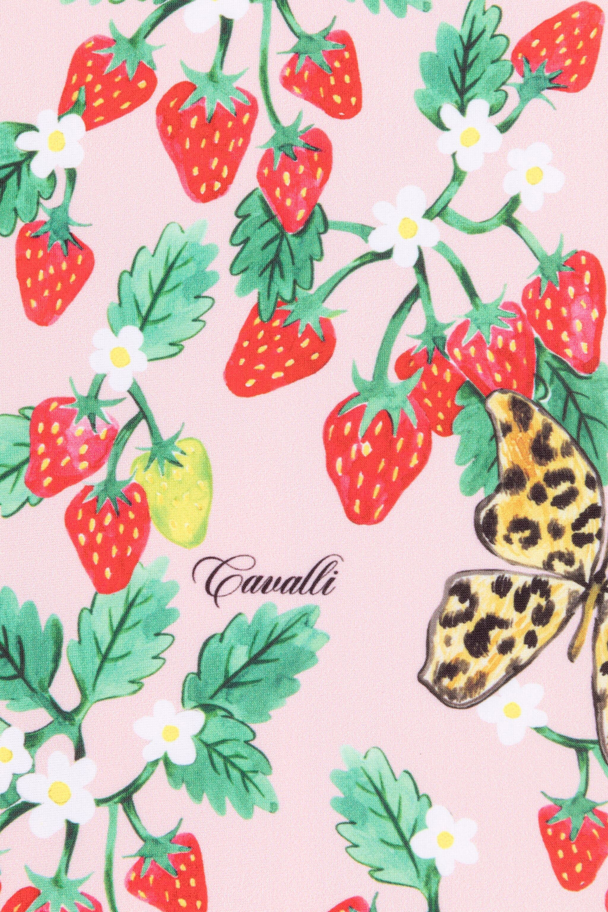 JU Strawberry And Butterfly-Print Logo Swimsuit Pink QJW002-HVF64