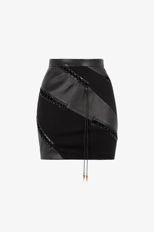RC Lace-Up Panelled Skirt Black PKP301-PN039