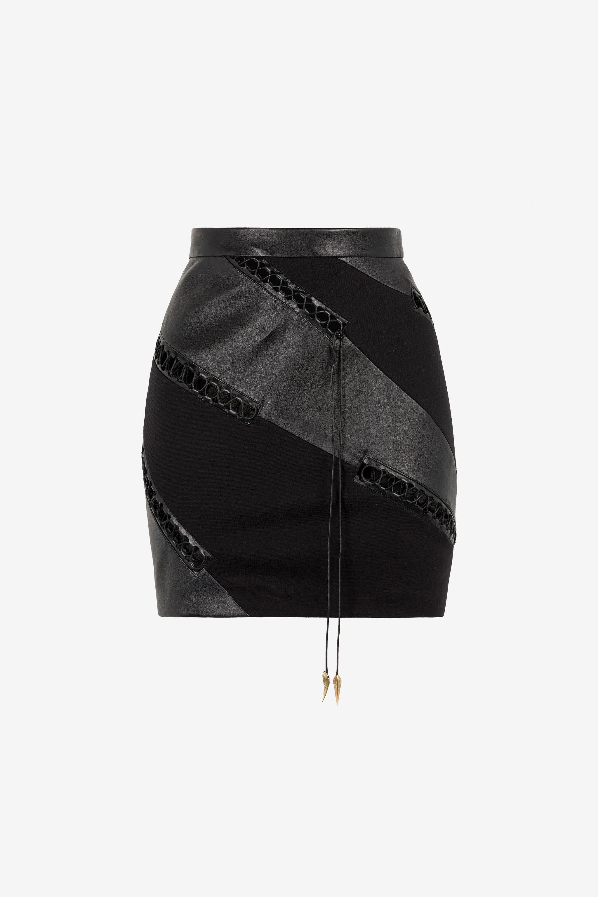 RC Lace-Up Panelled Skirt Black PKP301-PN039