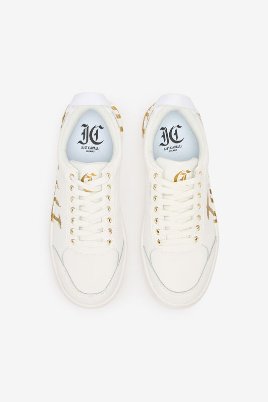JC Sneakers With Golden Graffiti Logo White/Gold UFS039-UF361