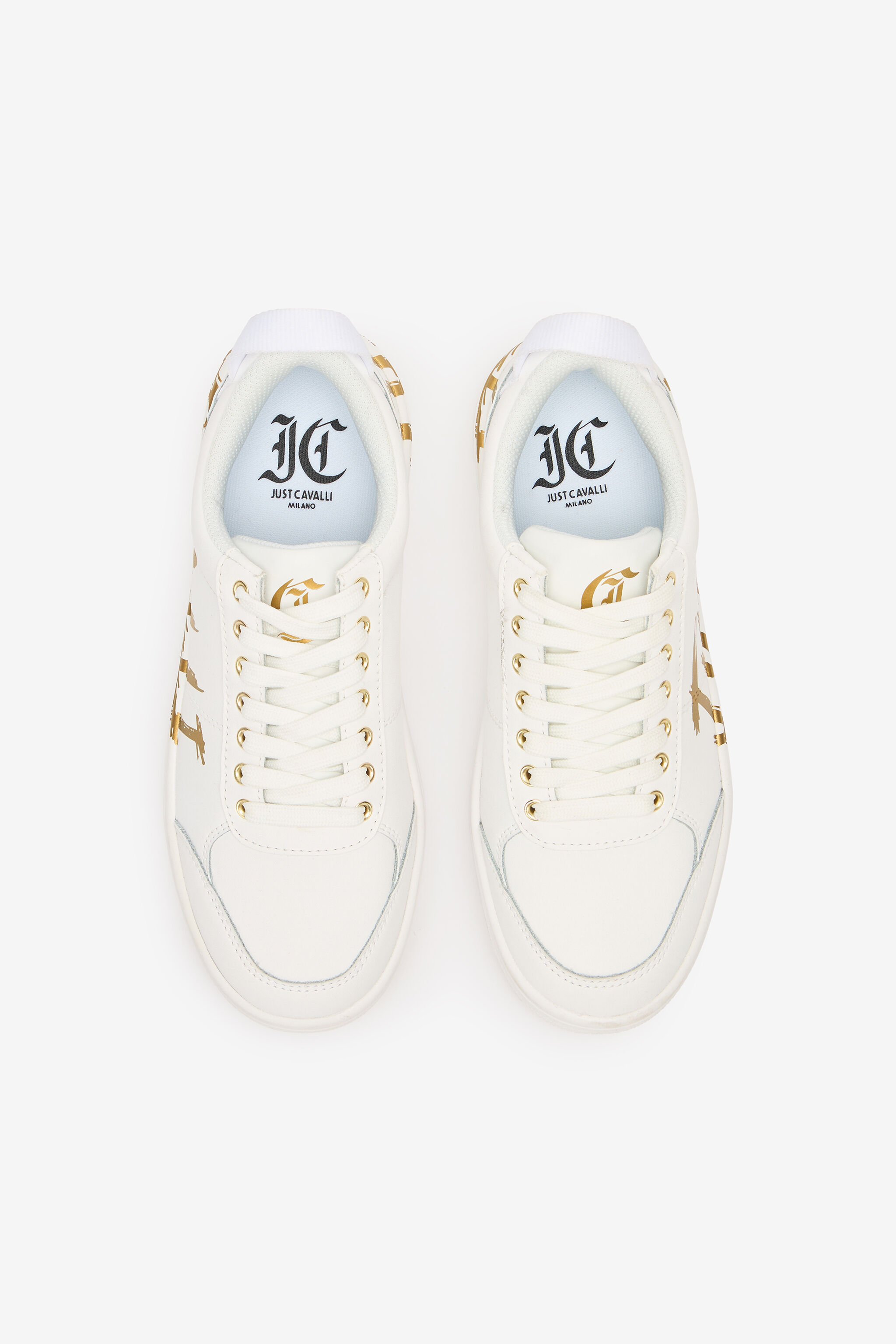 JC Sneakers With Golden Graffiti Logo White/Gold UFS039-UF361