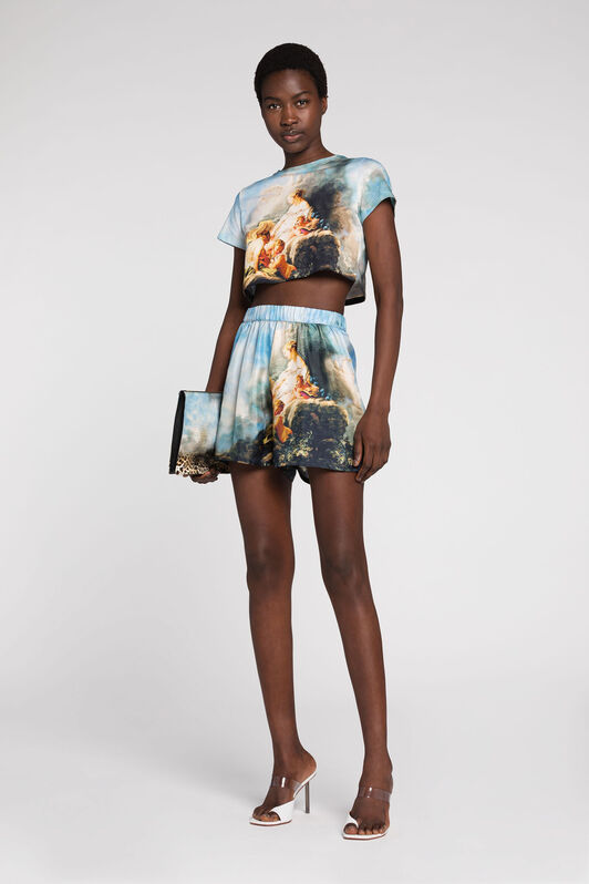 RC Cropped T-Shirt mit Malerei-Print RC Cropped T-Shirt mit Malerei-Print Hellblau RYT600-3PG38