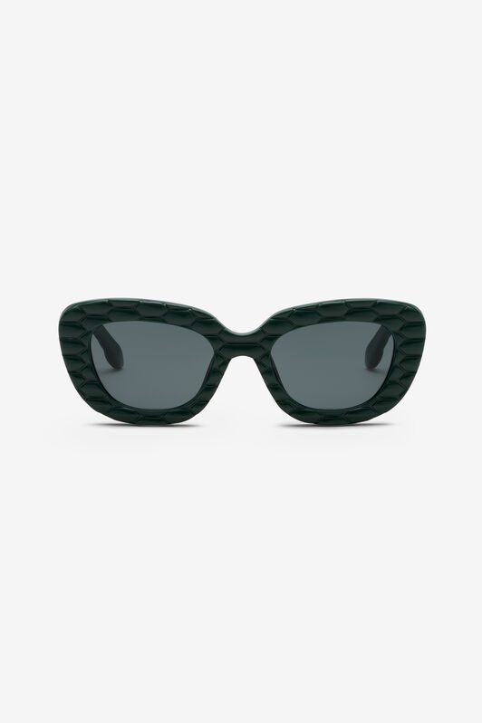 RC Sonnenbrille mit breiter, auffälliger Cat-Eye-Vorderseite SHINY FULL GREEN UALD01-ID196