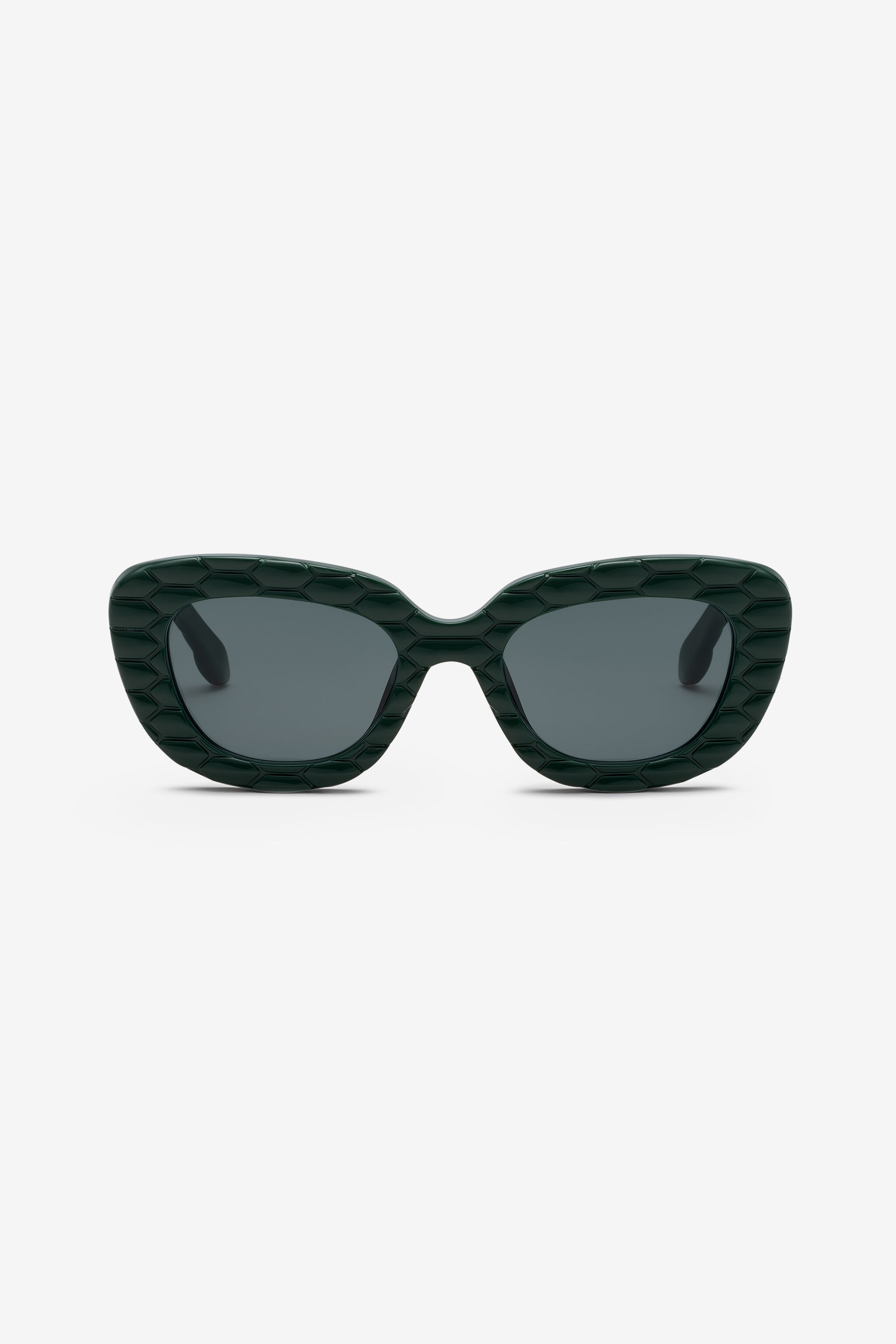 RC Sonnenbrille mit breiter, auffälliger Cat-Eye-Vorderseite SHINY FULL GREEN UALD01-ID196