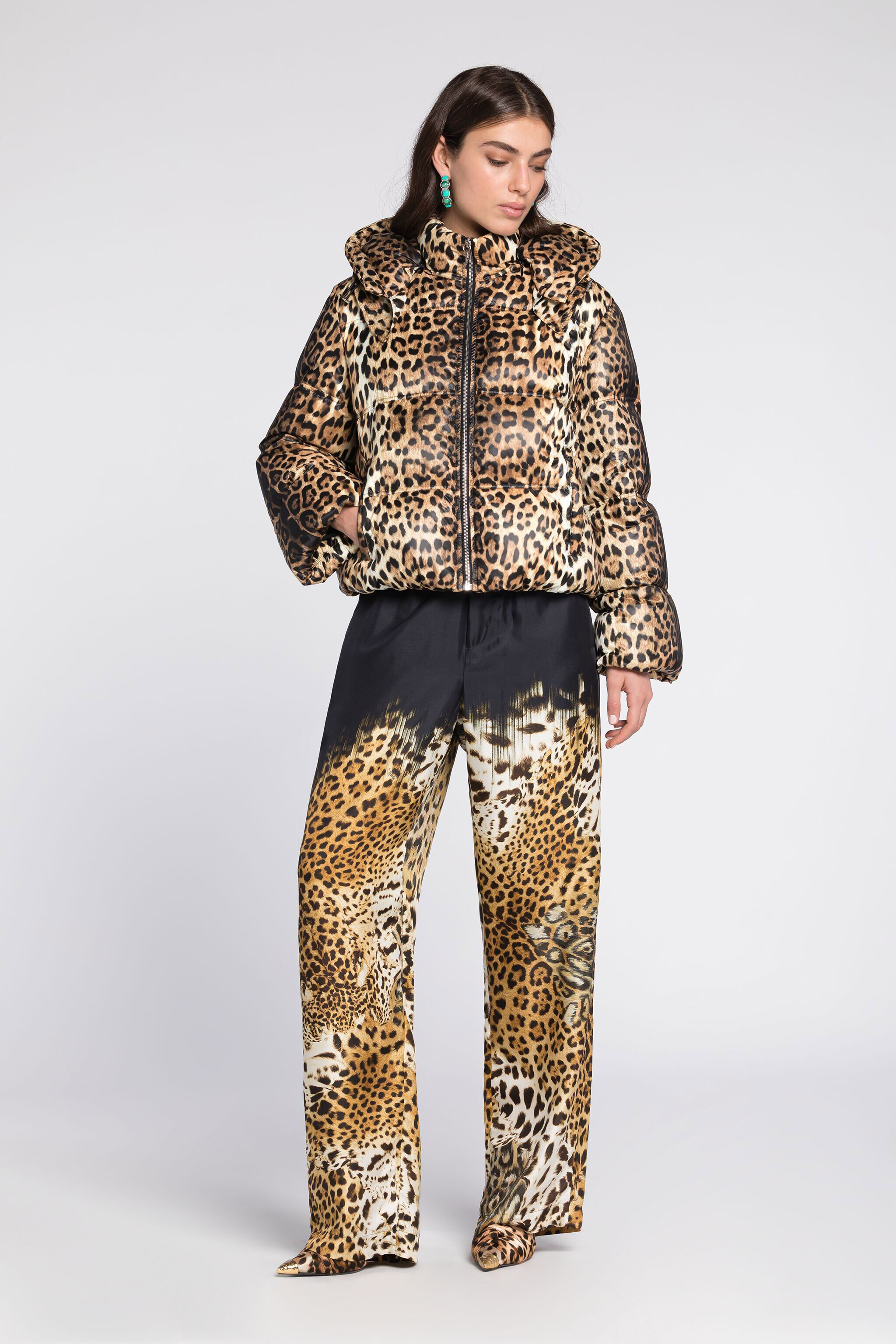 RC Gefütterte Jacke mit Leoparden-Print Hellbraun RKT800-SRH26