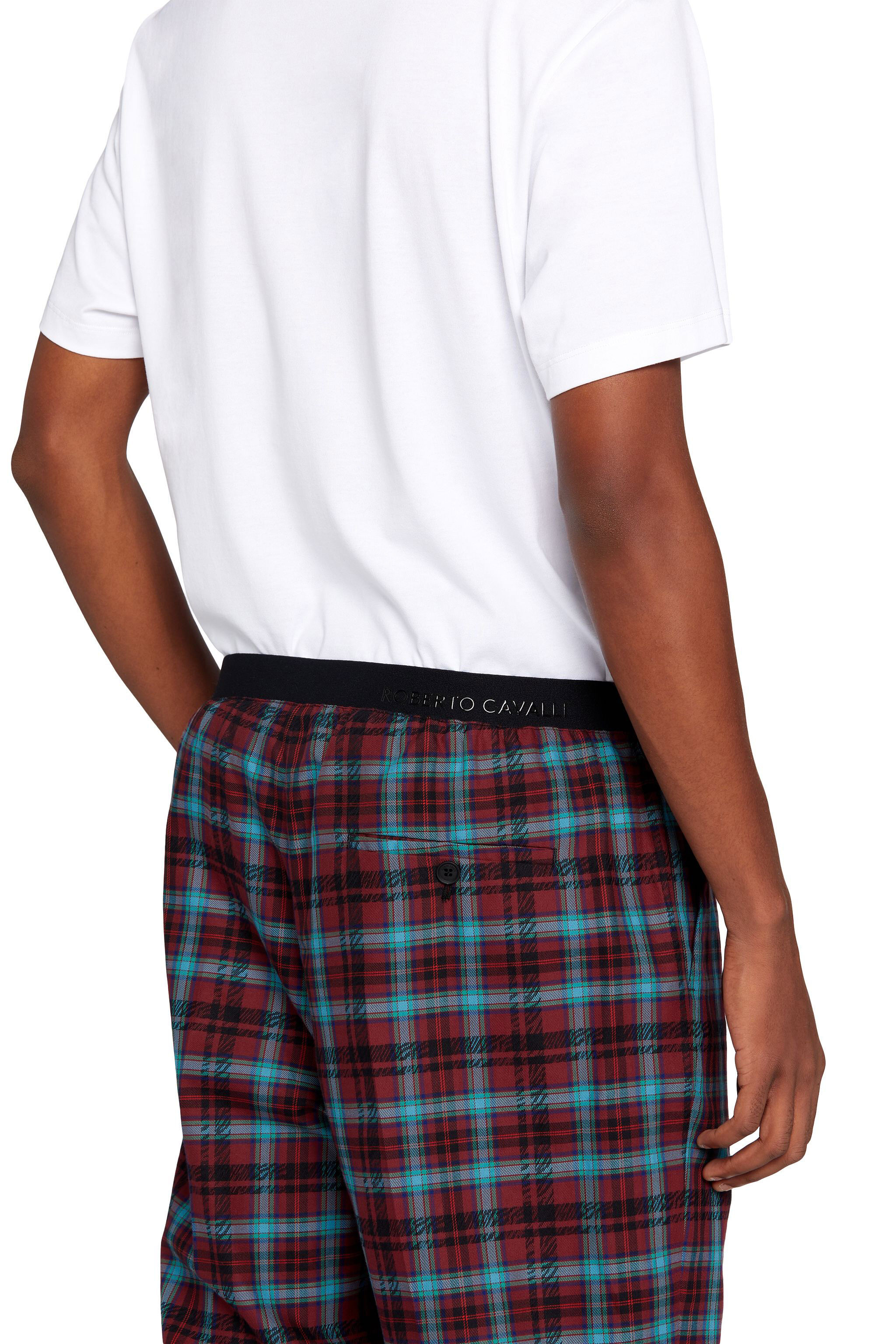 RC Zebra Tartan-Print Cotton Lounge Trousers Rojo oscuro JNT239-FY040