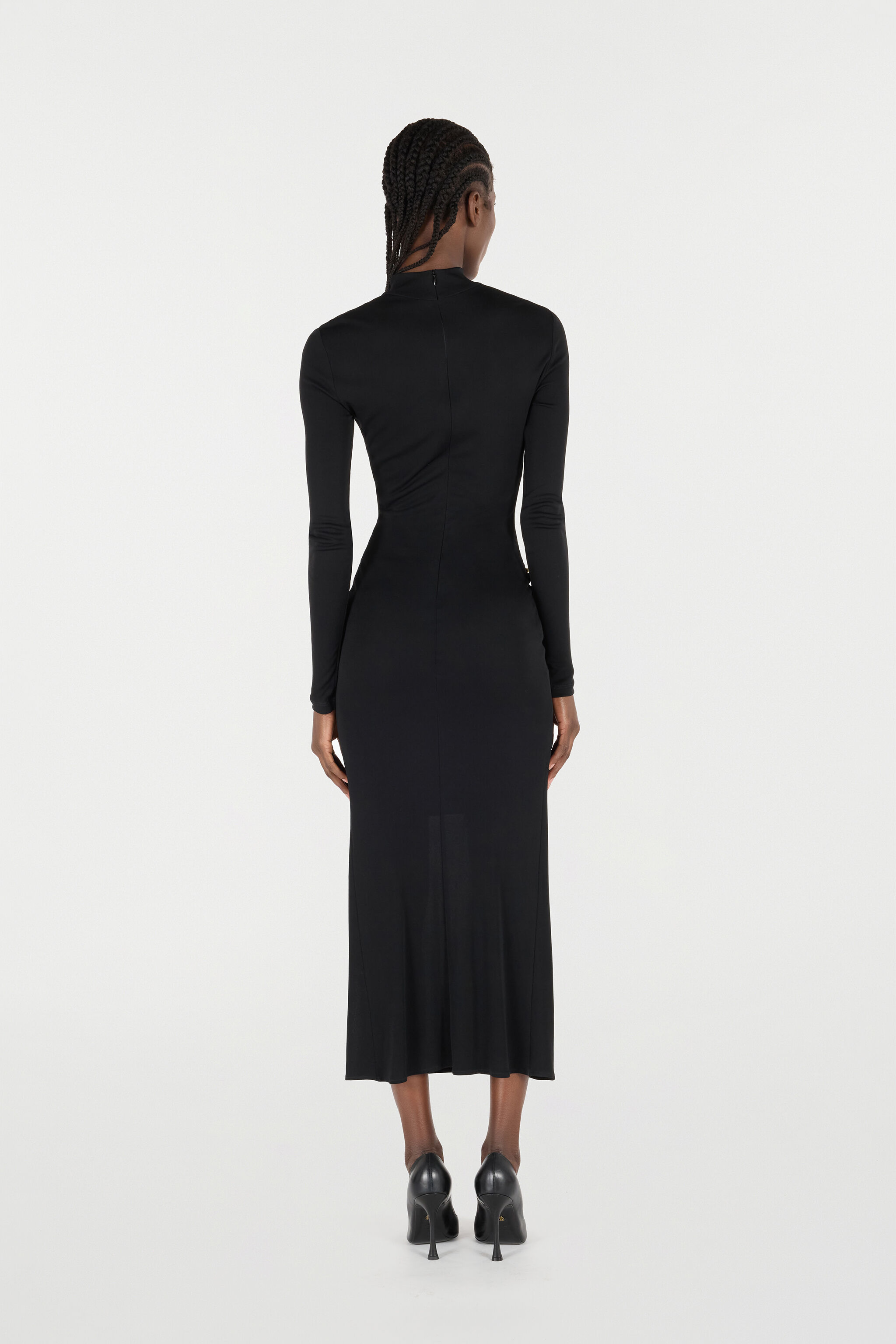 RC Long Dress with Gathered Detail Schwarz VQT109-JE034
