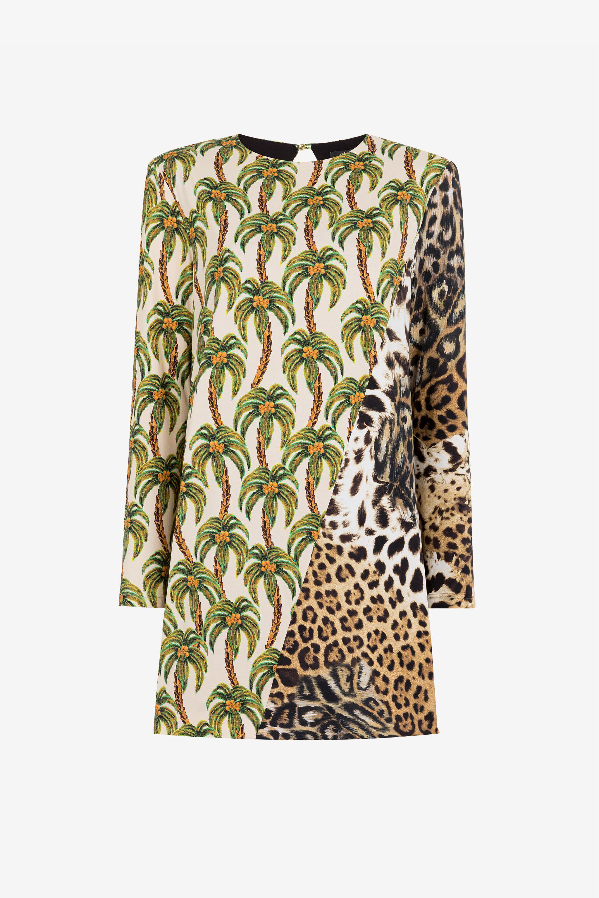 RC Filigranes Kleid mit Leoparden-Print Hellgrün QWT133-JRG41