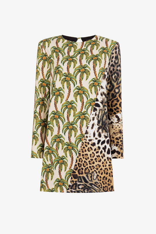 RC Filigranes Kleid mit Leoparden-Print RC Filigranes Kleid mit Leoparden-Print Hellgrün QWT133-JRG41