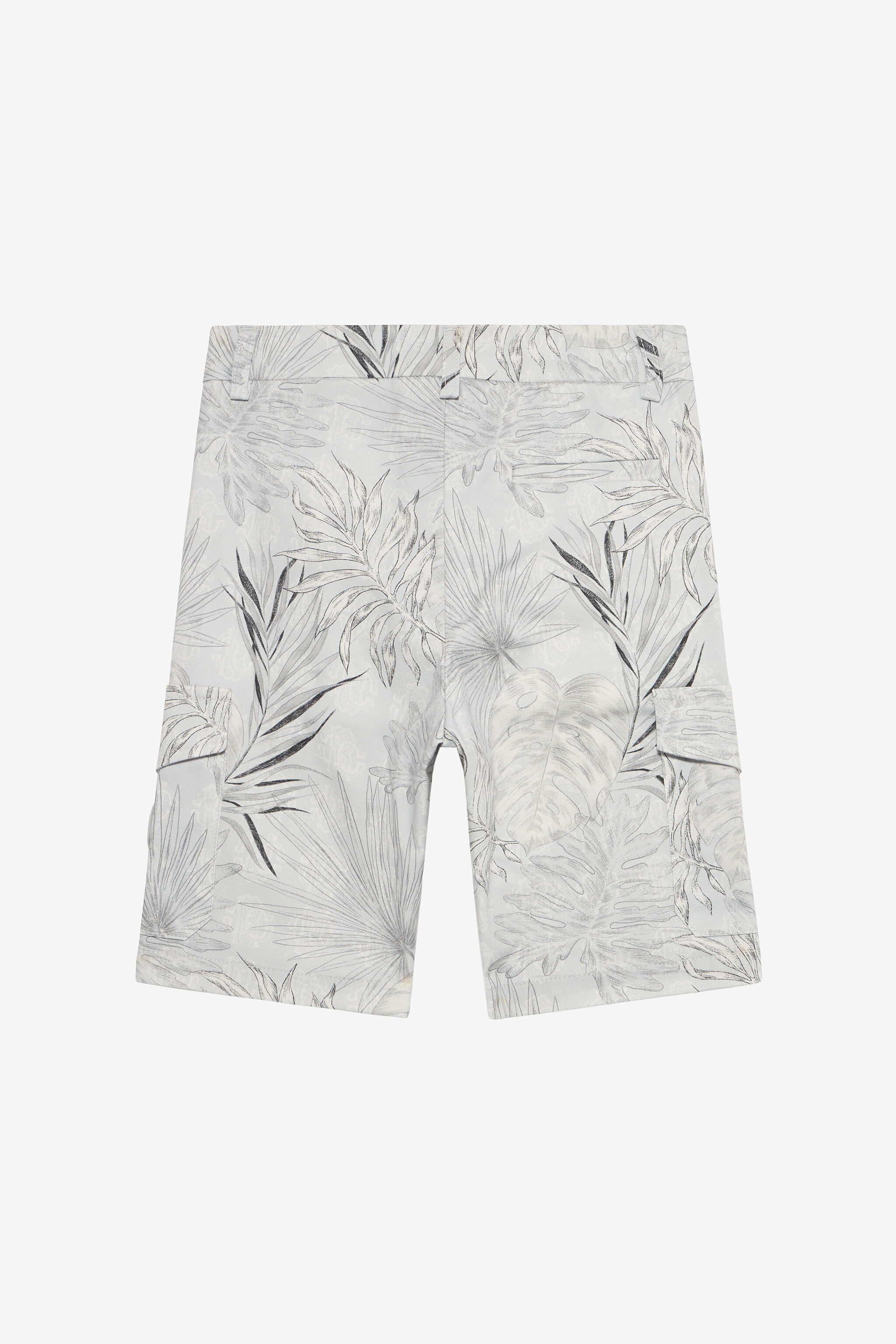 JU Grey Bermuda Shorts with Foliage Print GREY VJT25D-6SP31