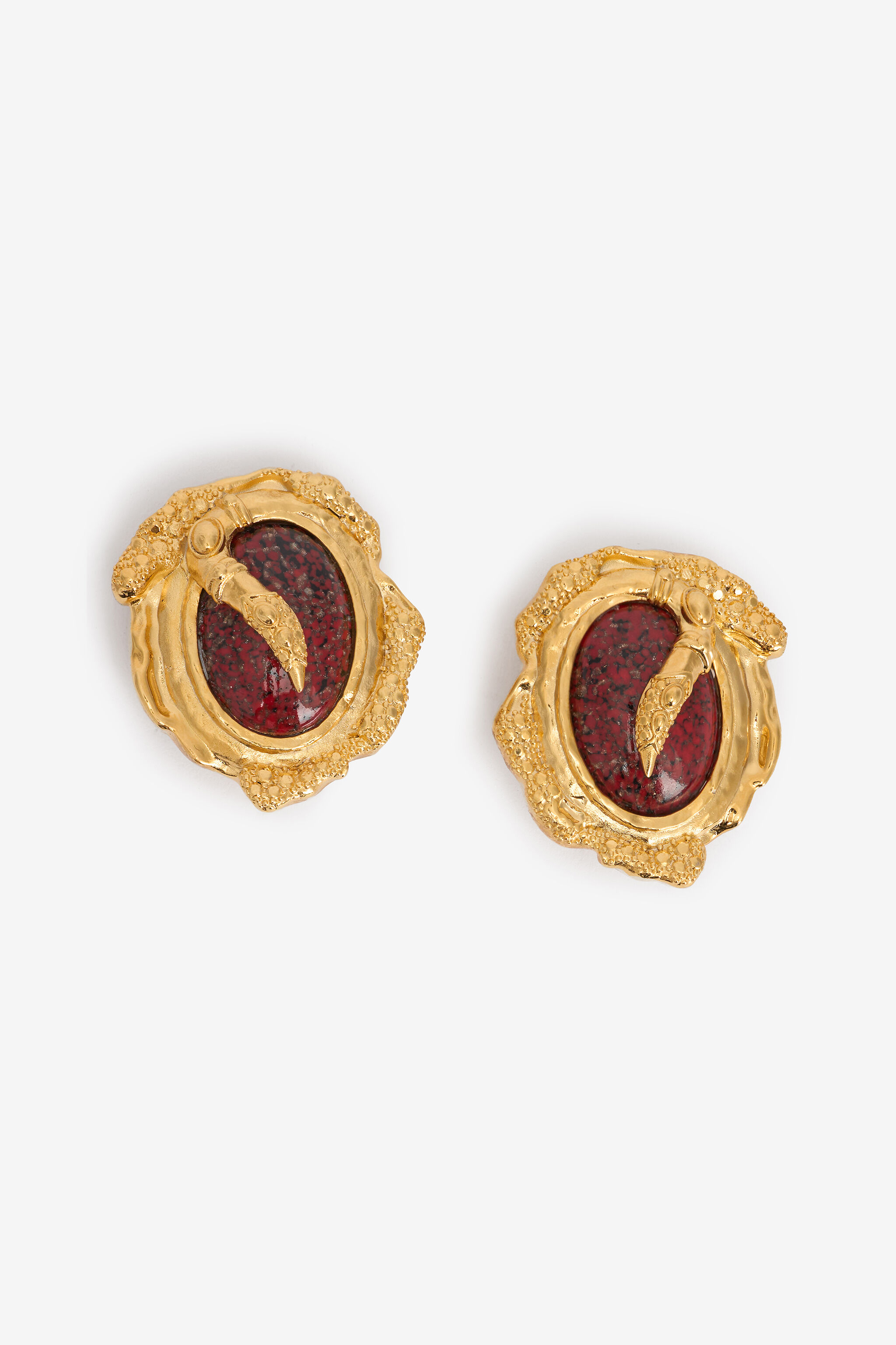 RC Gold Clip-On Earrings with Ruby Stone ORO/RUBINO VWG013-AM081