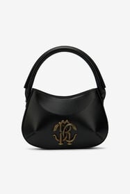 RC Schwarze Henkeltasche aus Leder mit Monogram RC BLACK ROB00E-PZ085