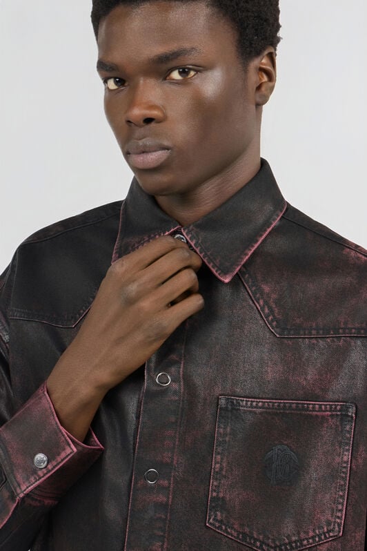 RC Black And Red Washed Denim Shirt DARK RED SOJ71A-DL020