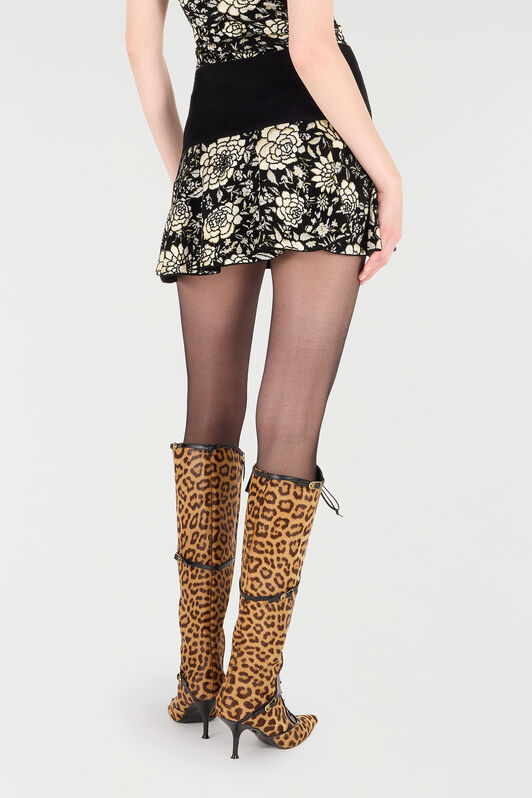 RC Mini Skirt with Jacquard Floral Motif RC Mini Skirt with Jacquard Floral Motif Black/White VQM307-MI014